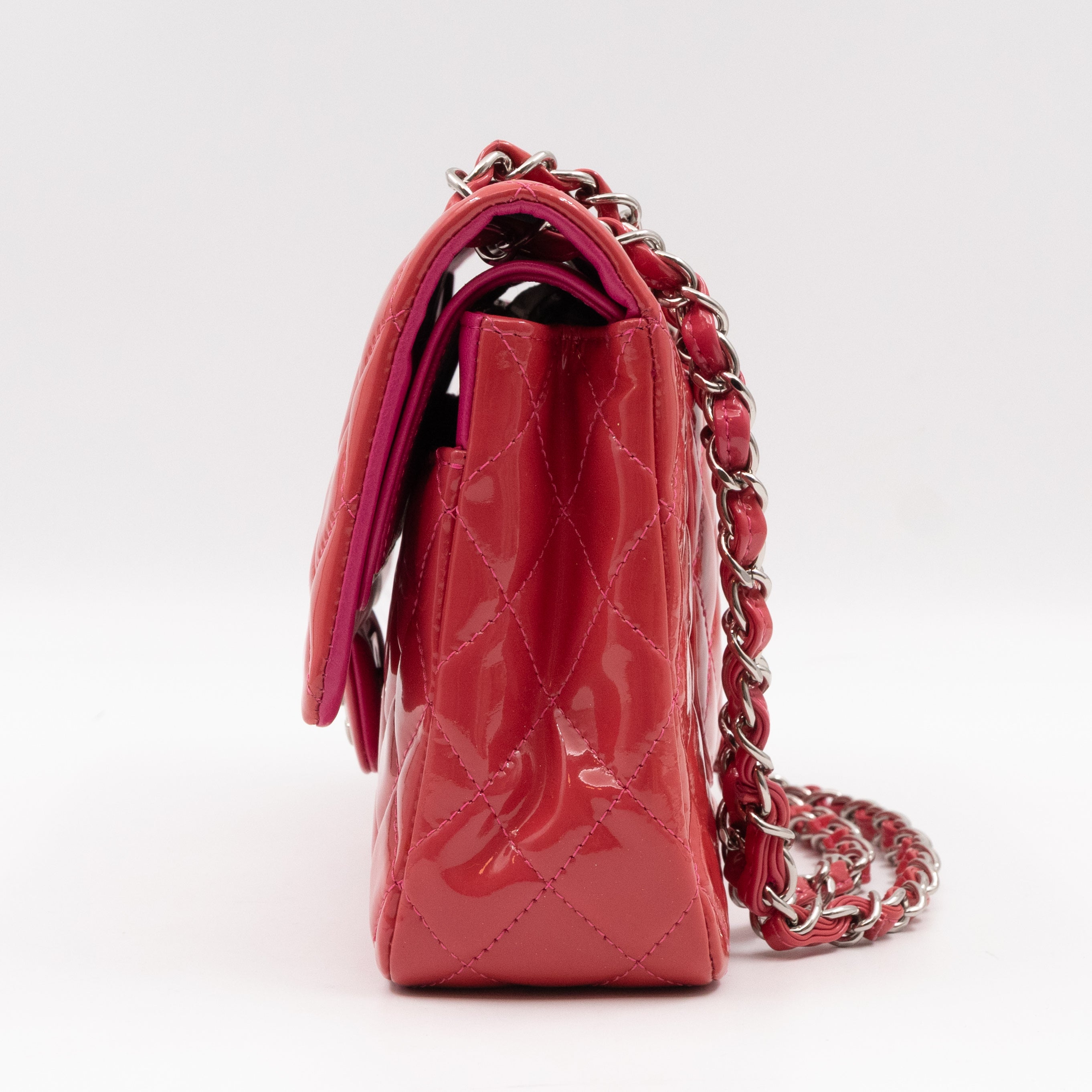 Classic Double Flap Medium Pink Patent Leather