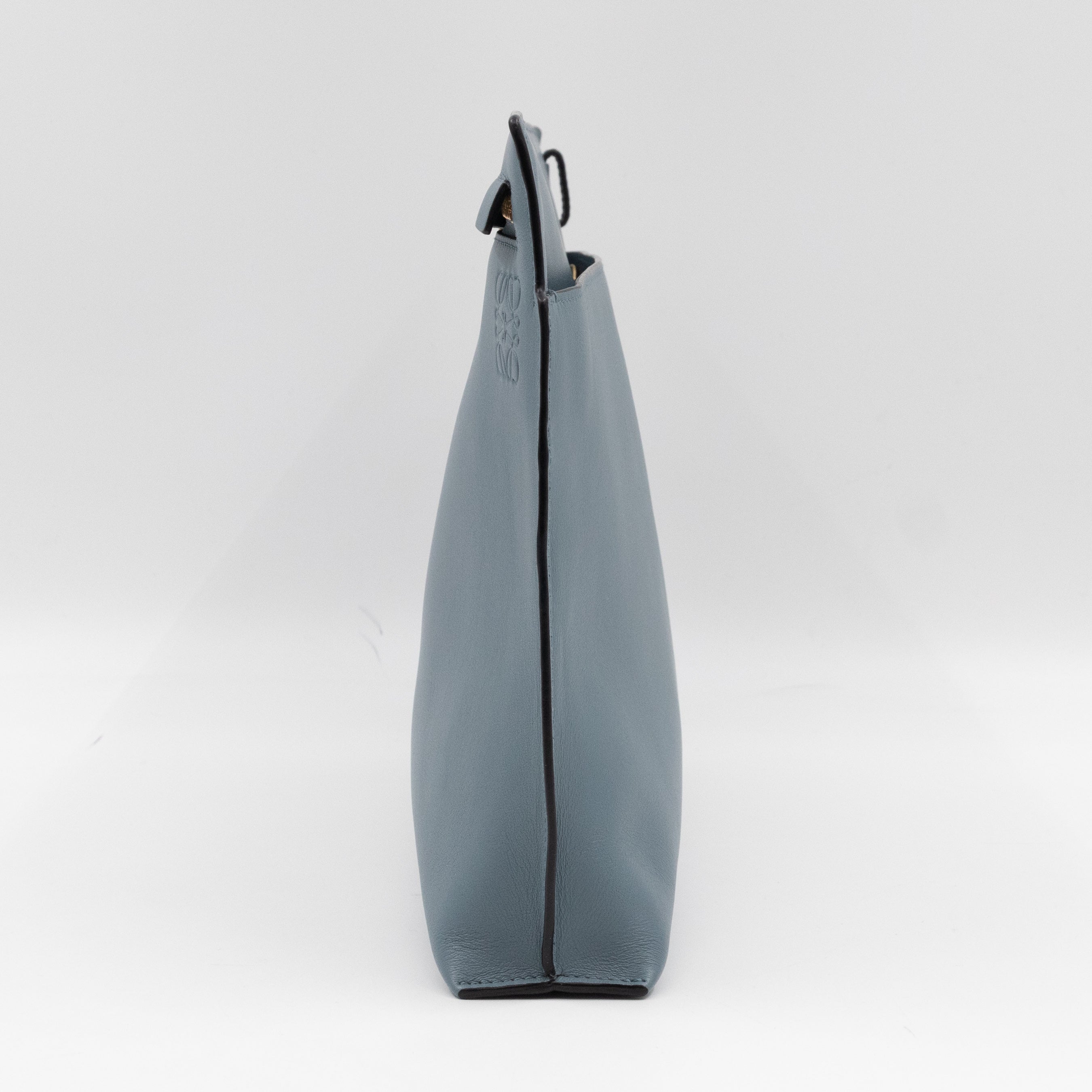 T Pouch Large Shoulder Bag Light Blue Leather