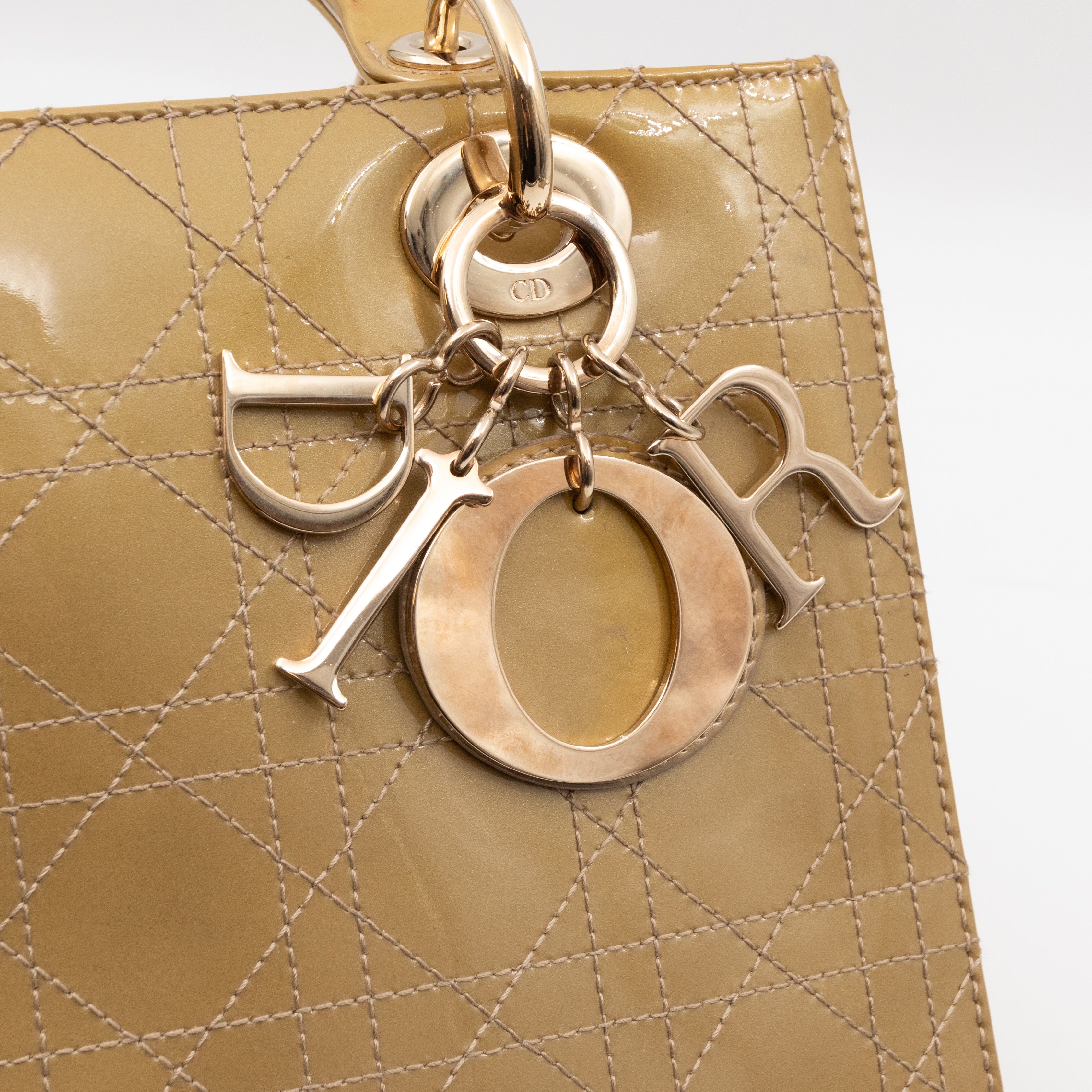 Lady Dior Medium Yellow Patent Leather