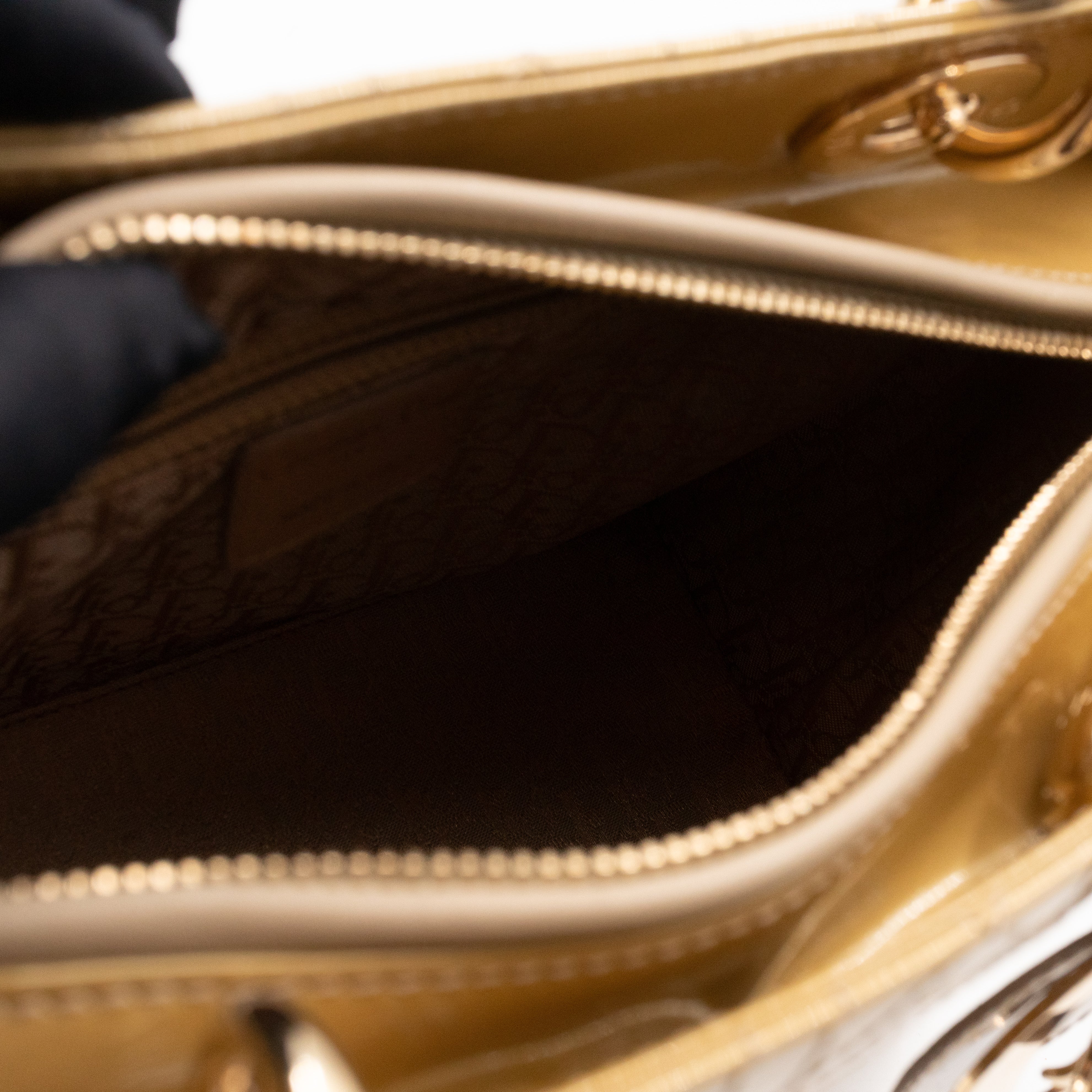 Lady Dior Medium Yellow Patent Leather