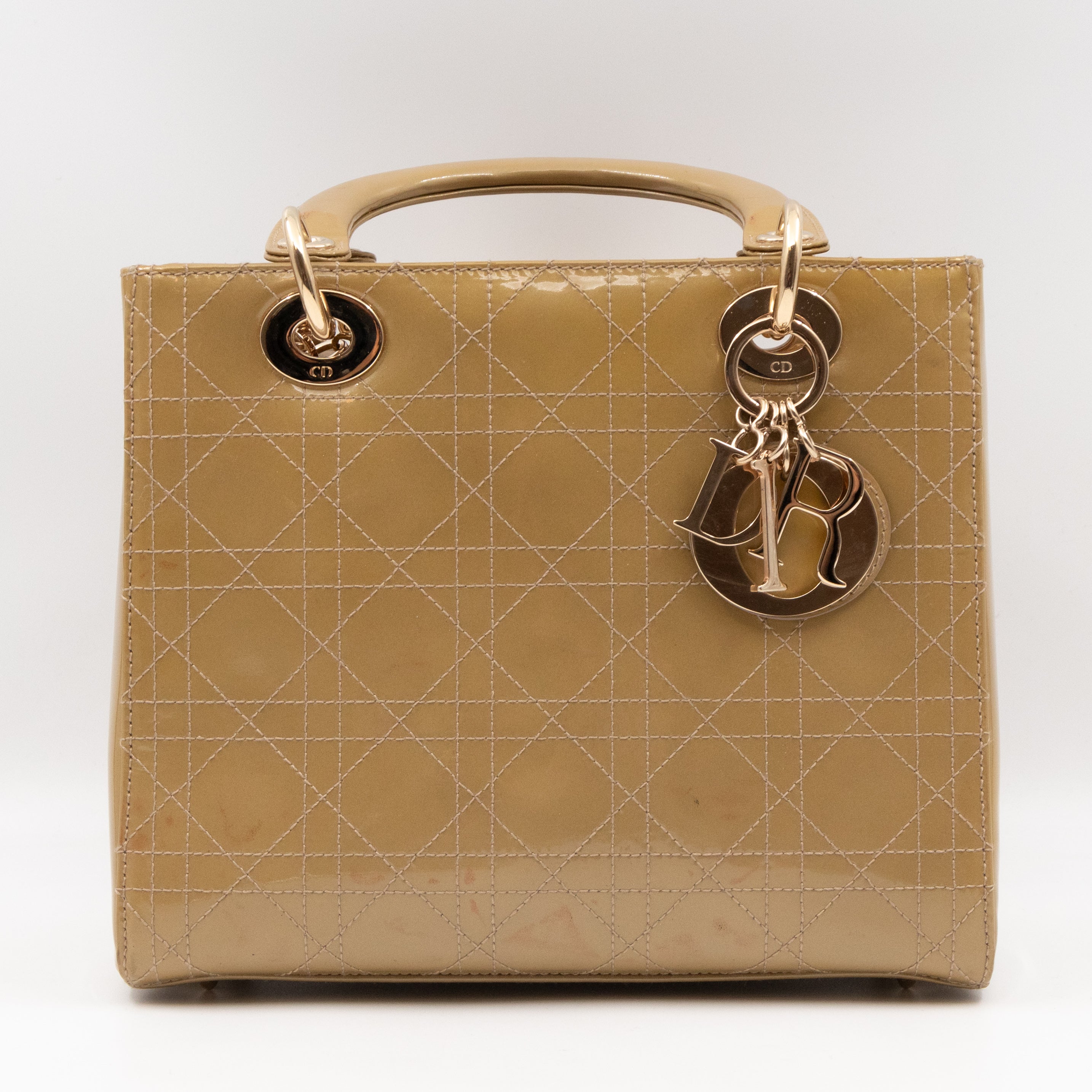Lady Dior Medium Yellow Patent Leather