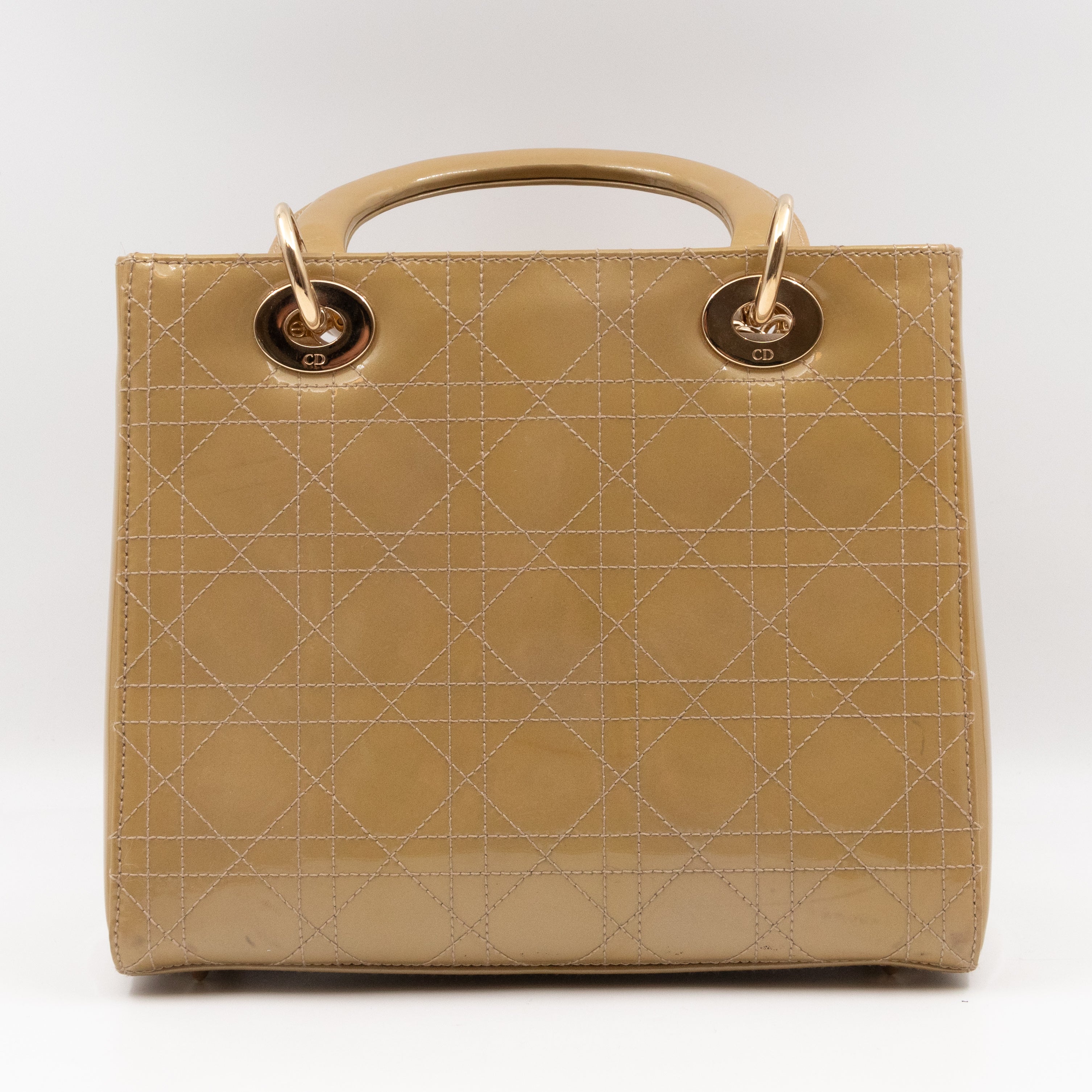 Lady Dior Medium Yellow Patent Leather