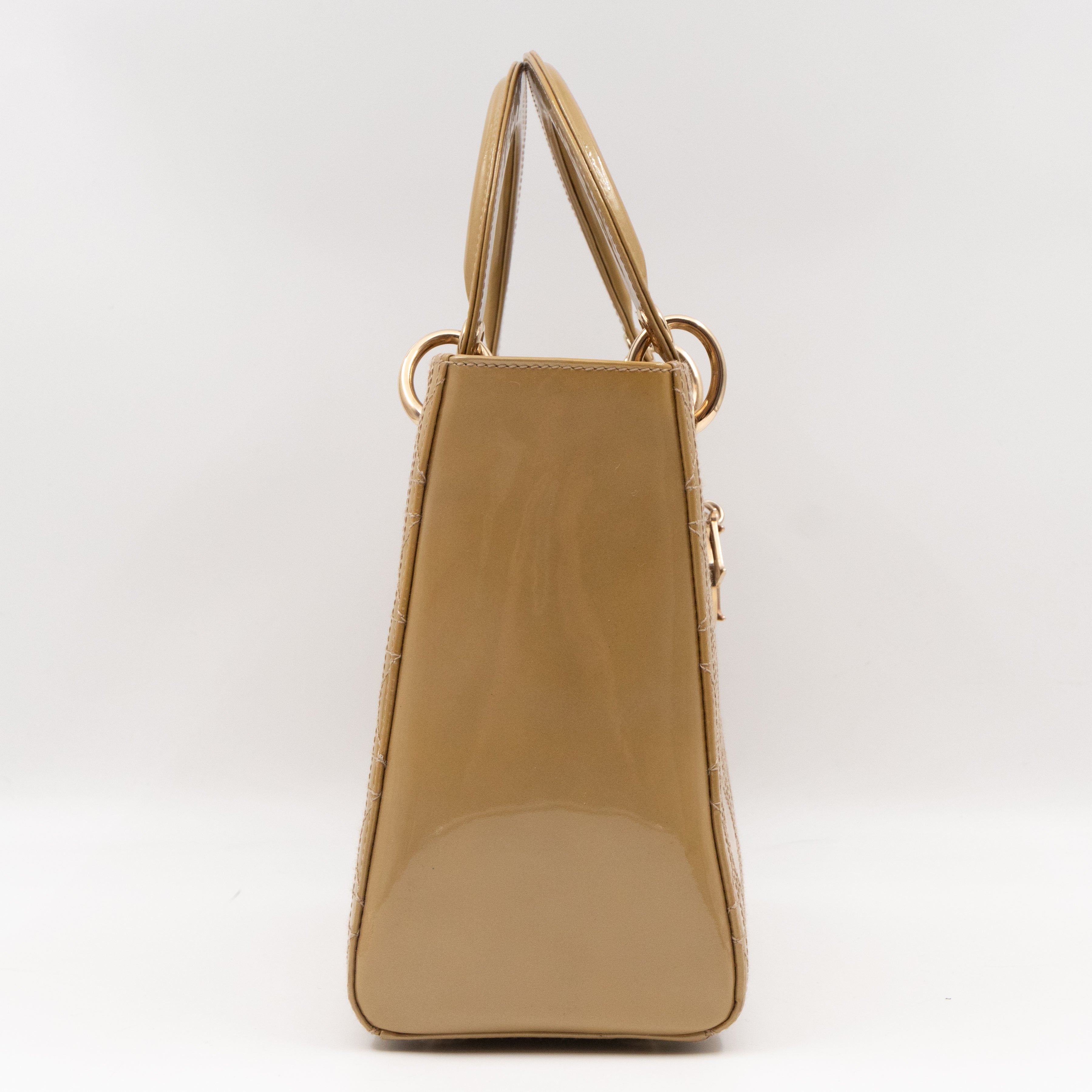 Lady Dior Medium Yellow Patent Leather