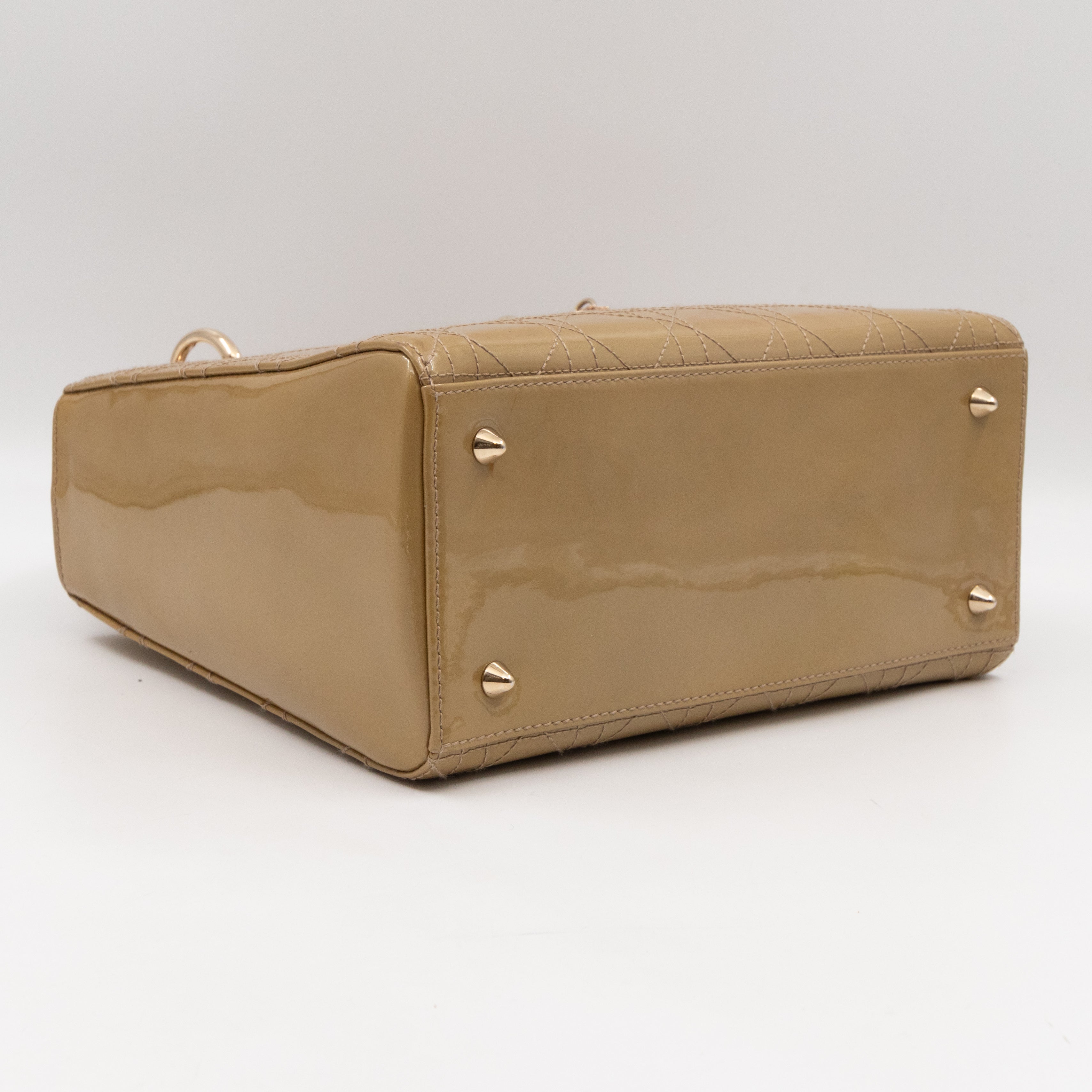 Lady Dior Medium Yellow Patent Leather