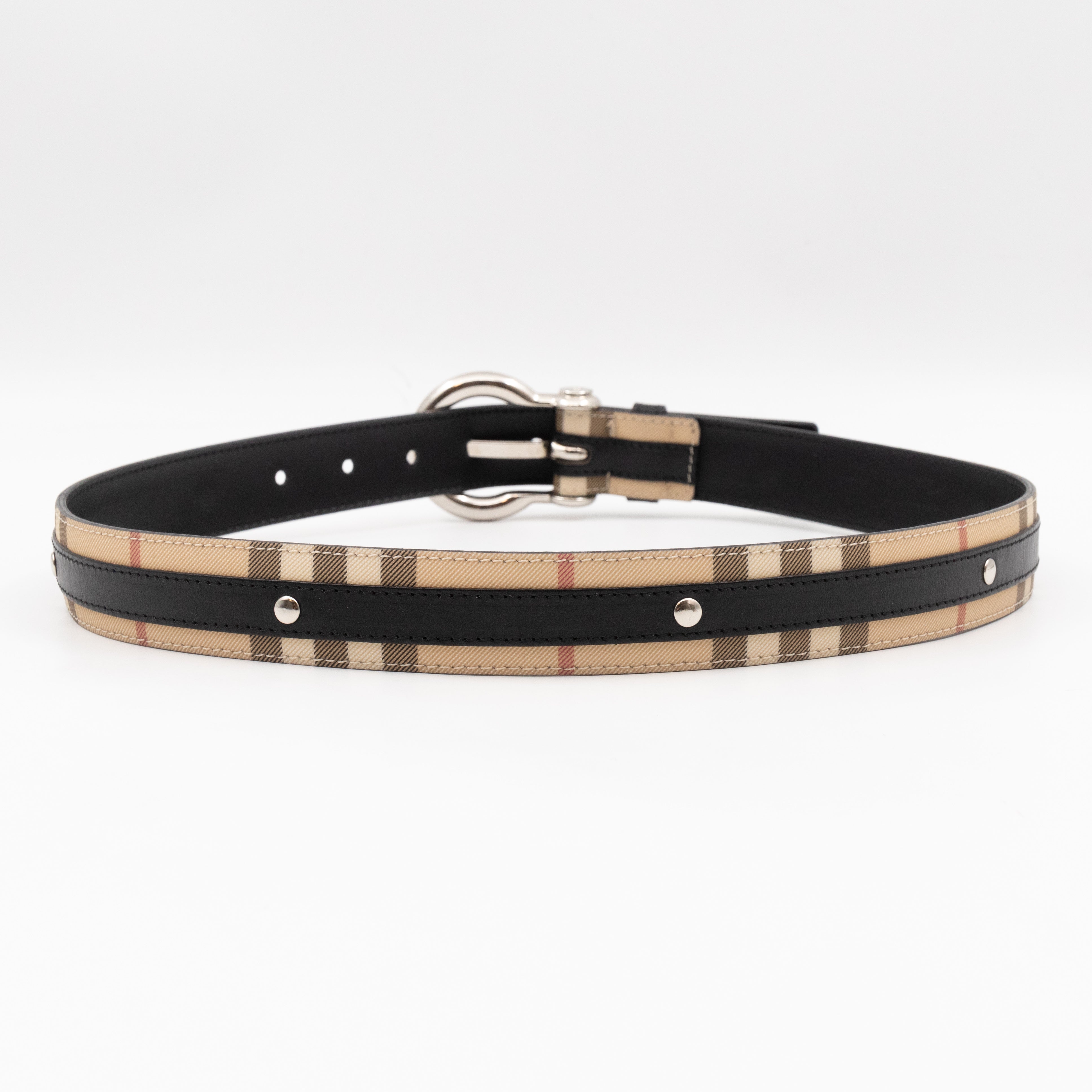 Vintage Slim Belt Nova Check Black Leather 80/32