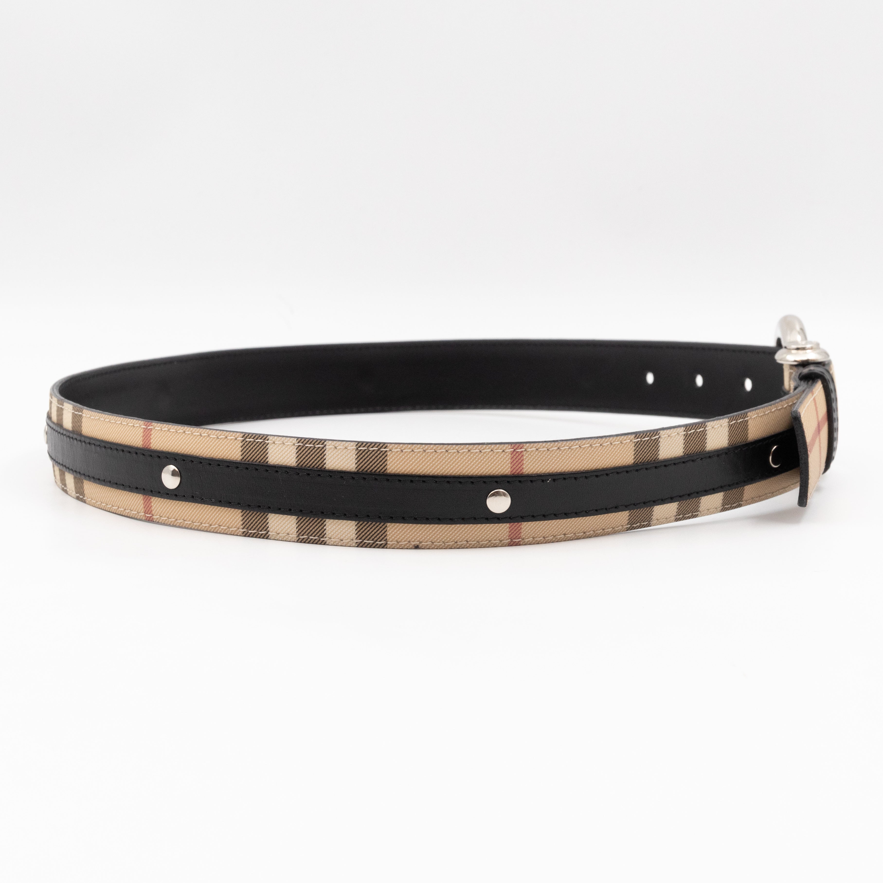 Vintage Slim Belt Nova Check Black Leather 80/32