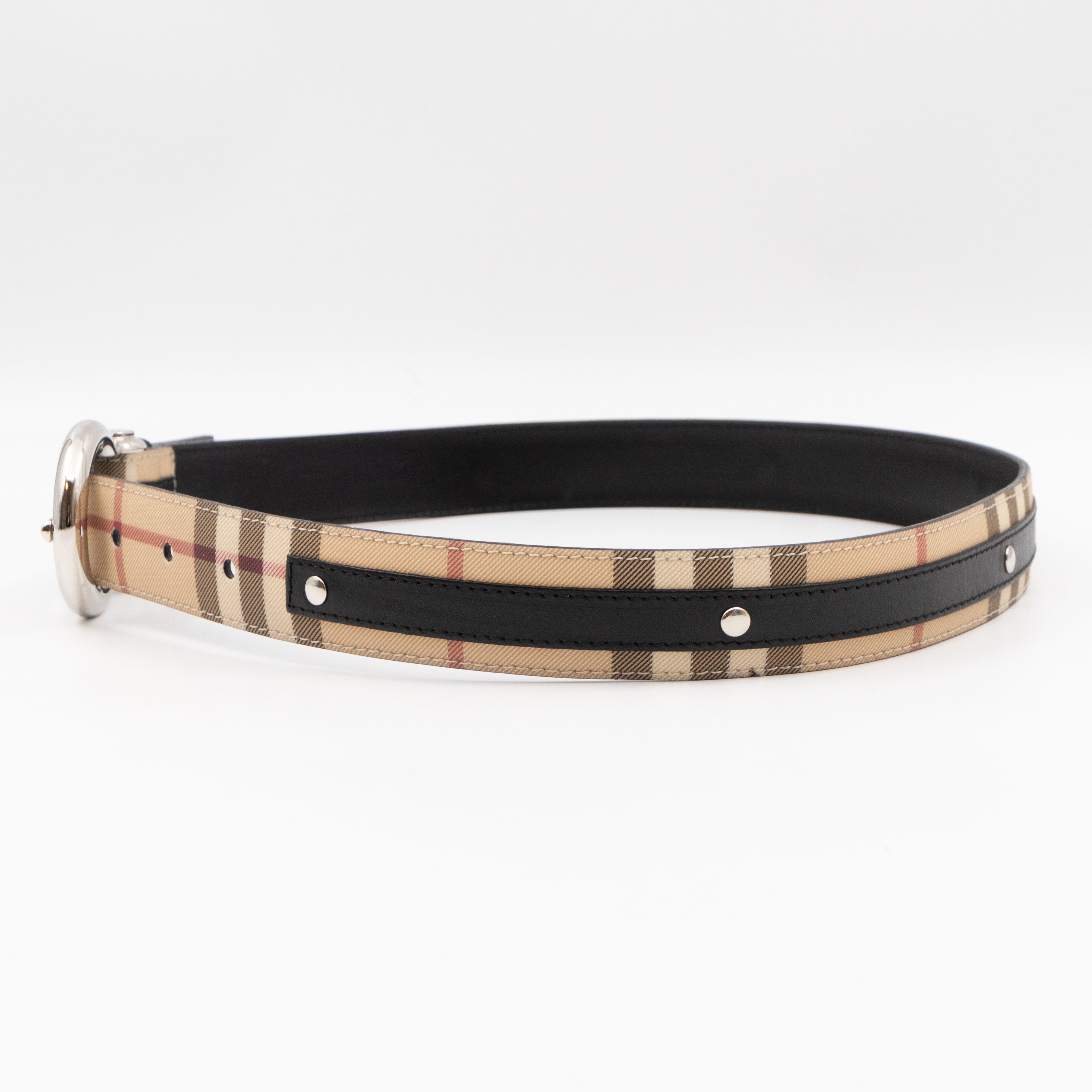 Vintage Slim Belt Nova Check Black Leather 80/32