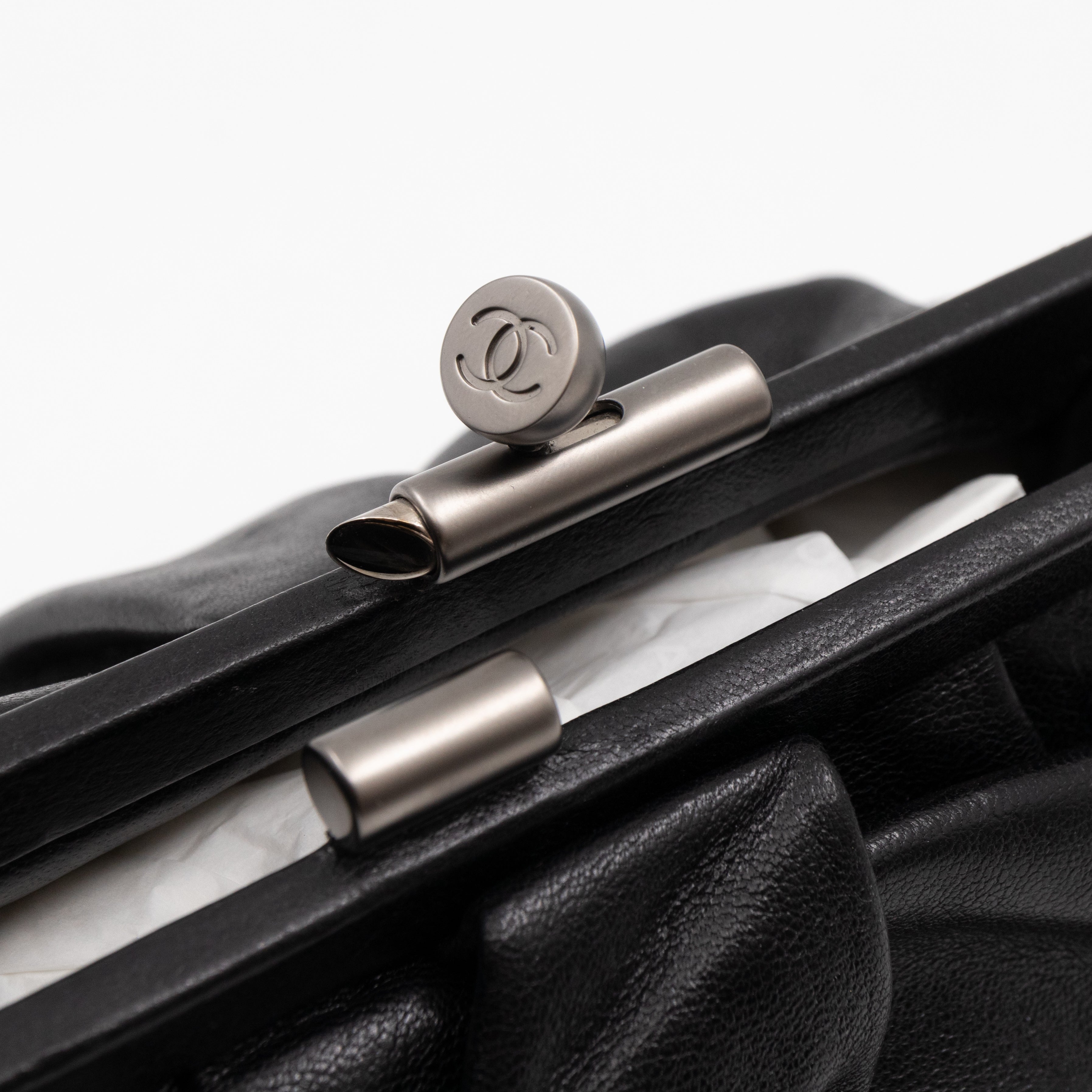 Monte Carlo Clutch Black Leather