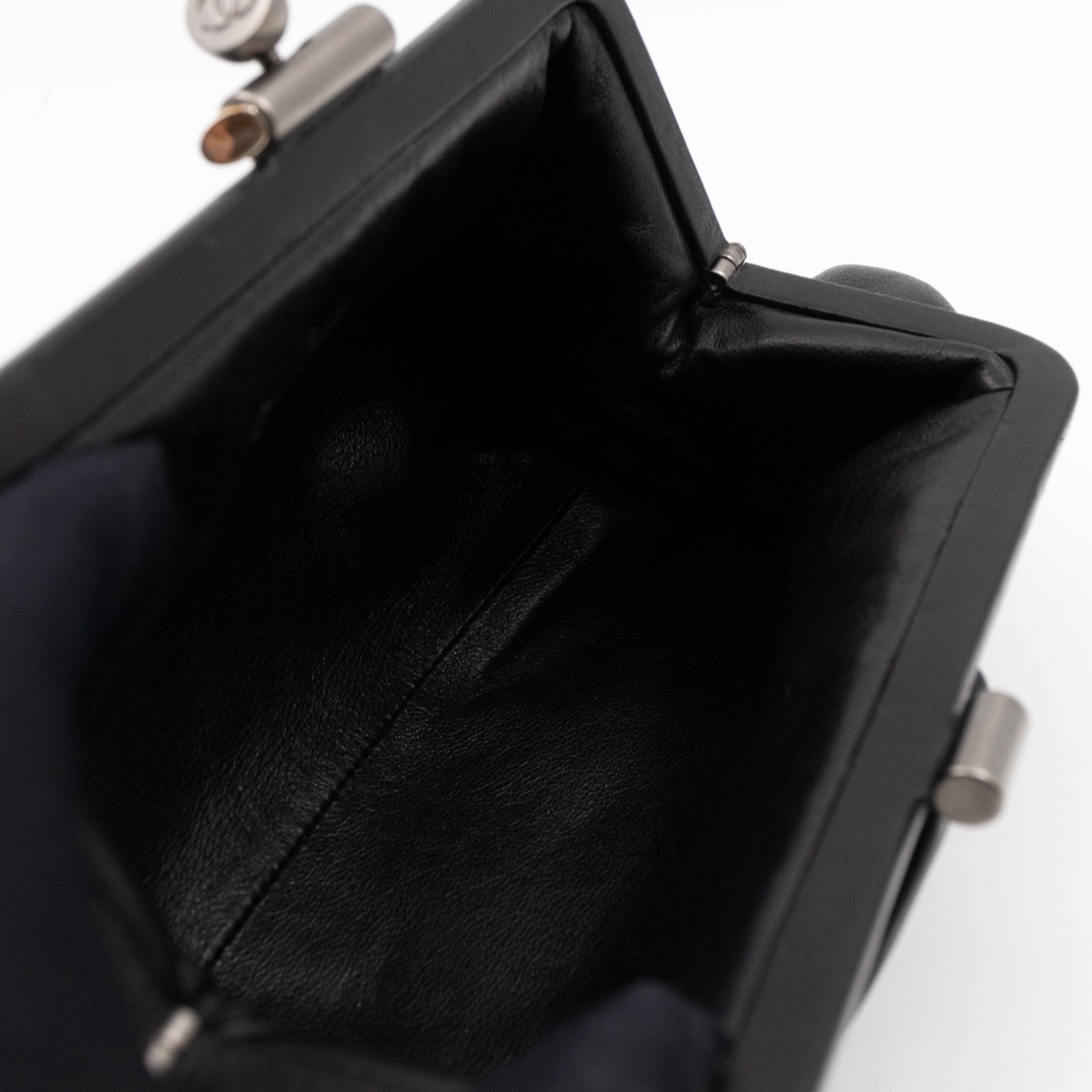 Monte Carlo Clutch Black Leather