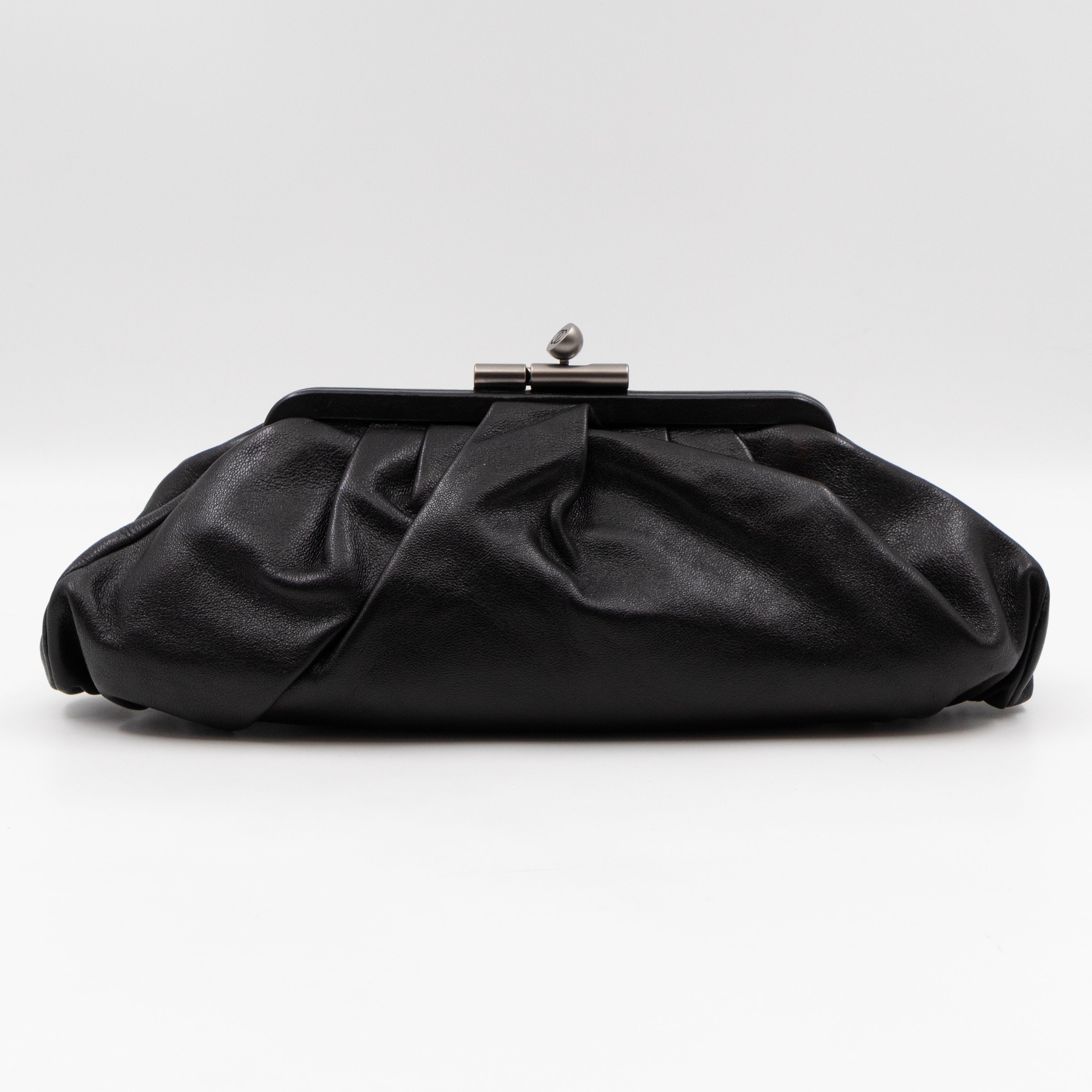 Monte Carlo Clutch Black Leather