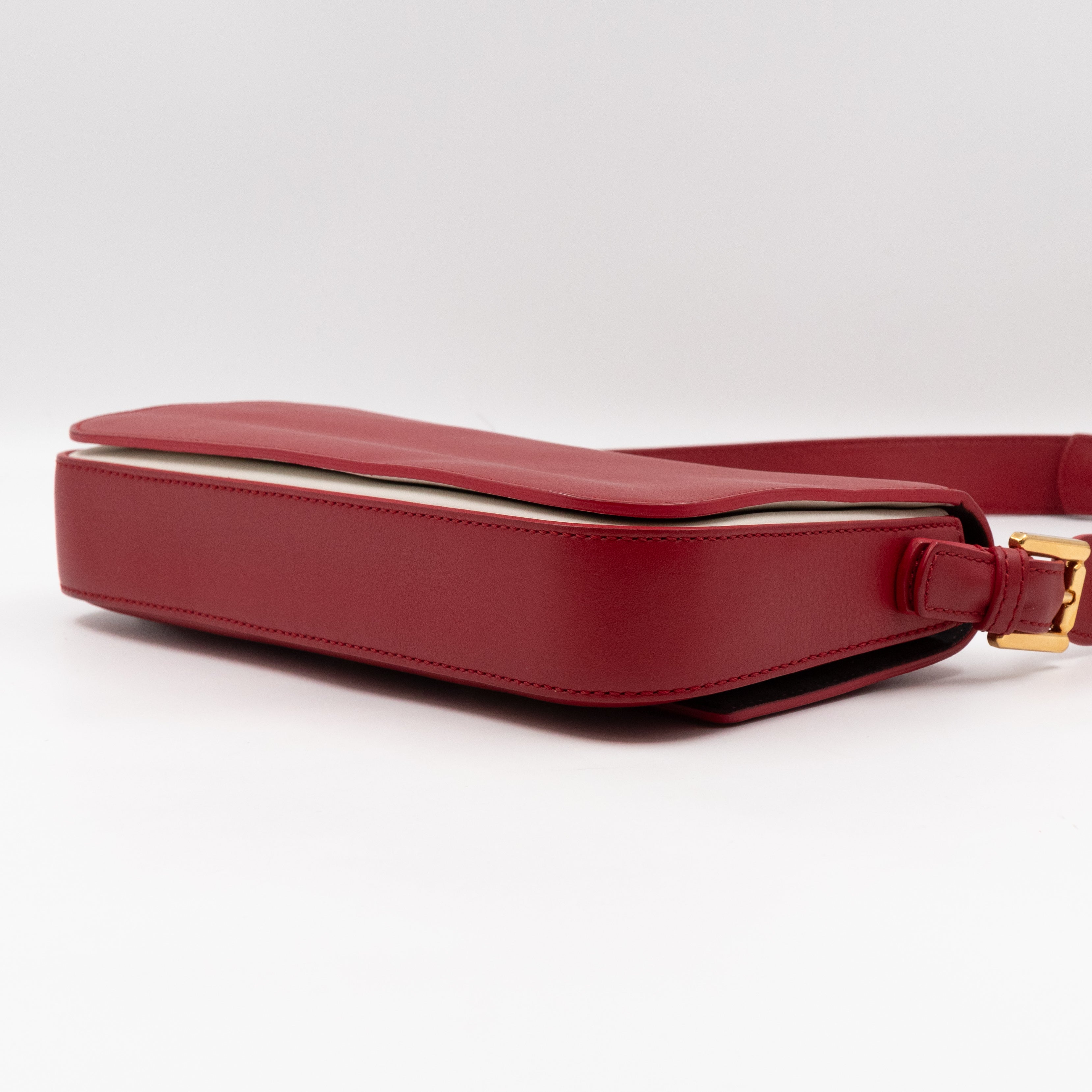 3 Baguette Shoulder Bag Red Leather