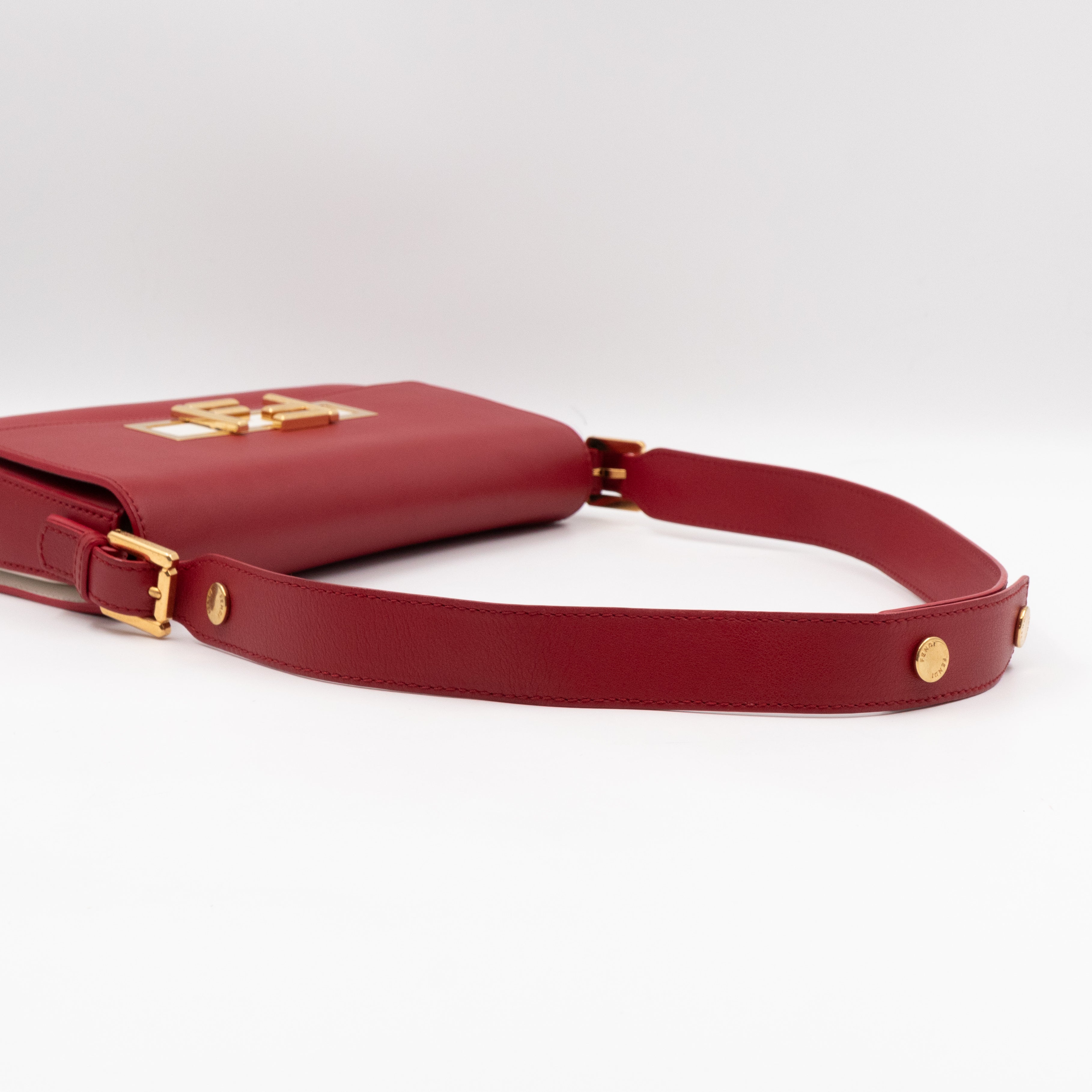 3 Baguette Shoulder Bag Red Leather