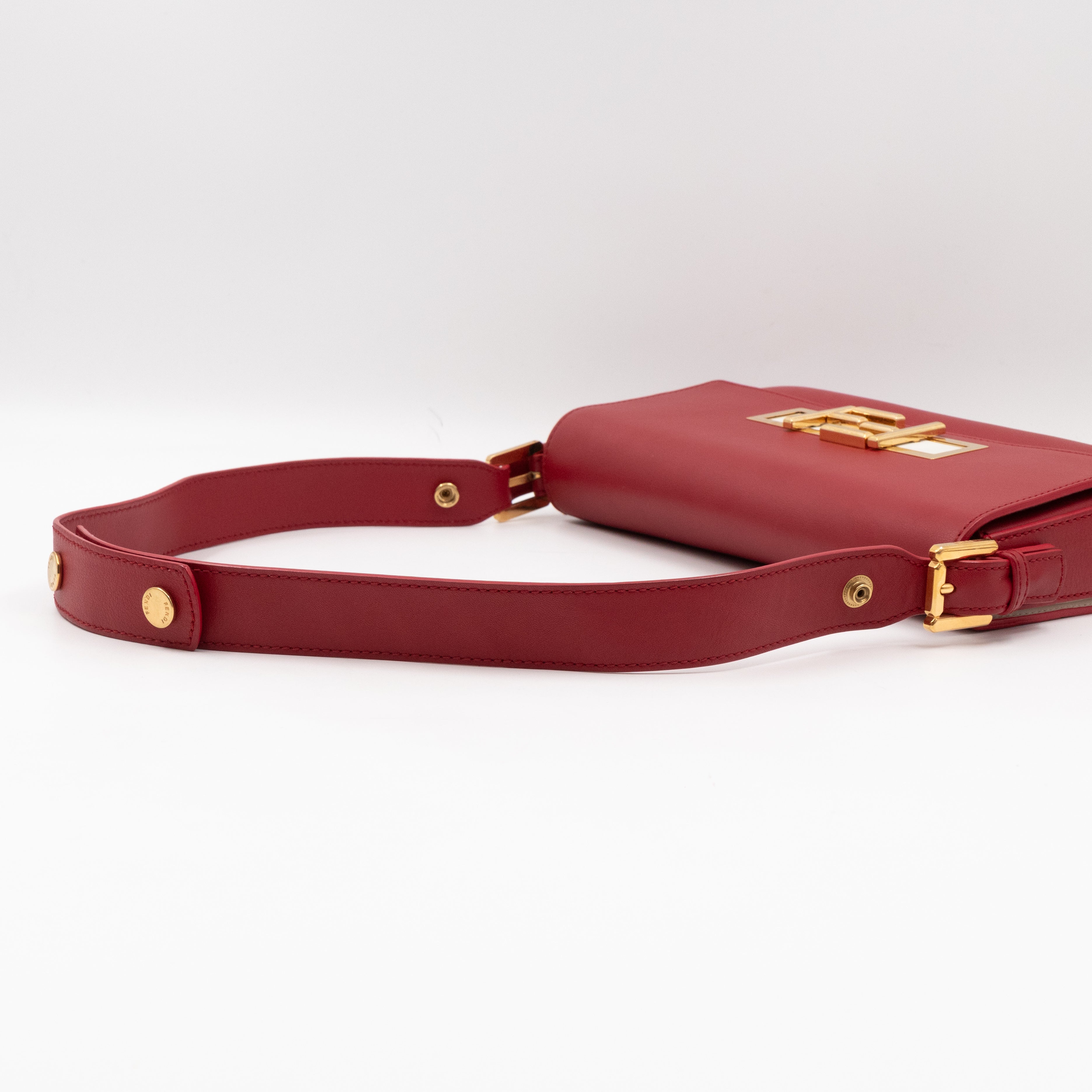 3 Baguette Shoulder Bag Red Leather