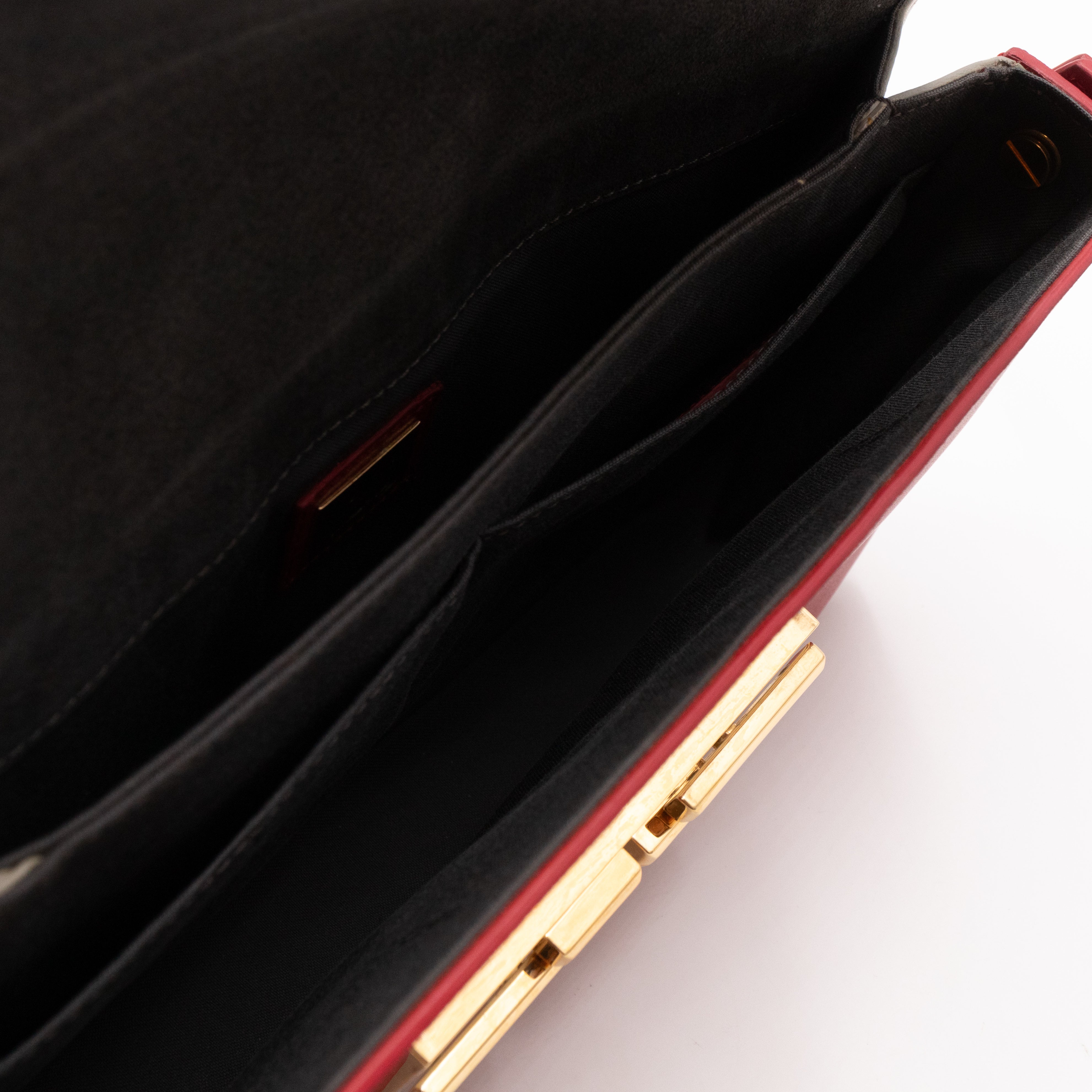 3 Baguette Shoulder Bag Red Leather