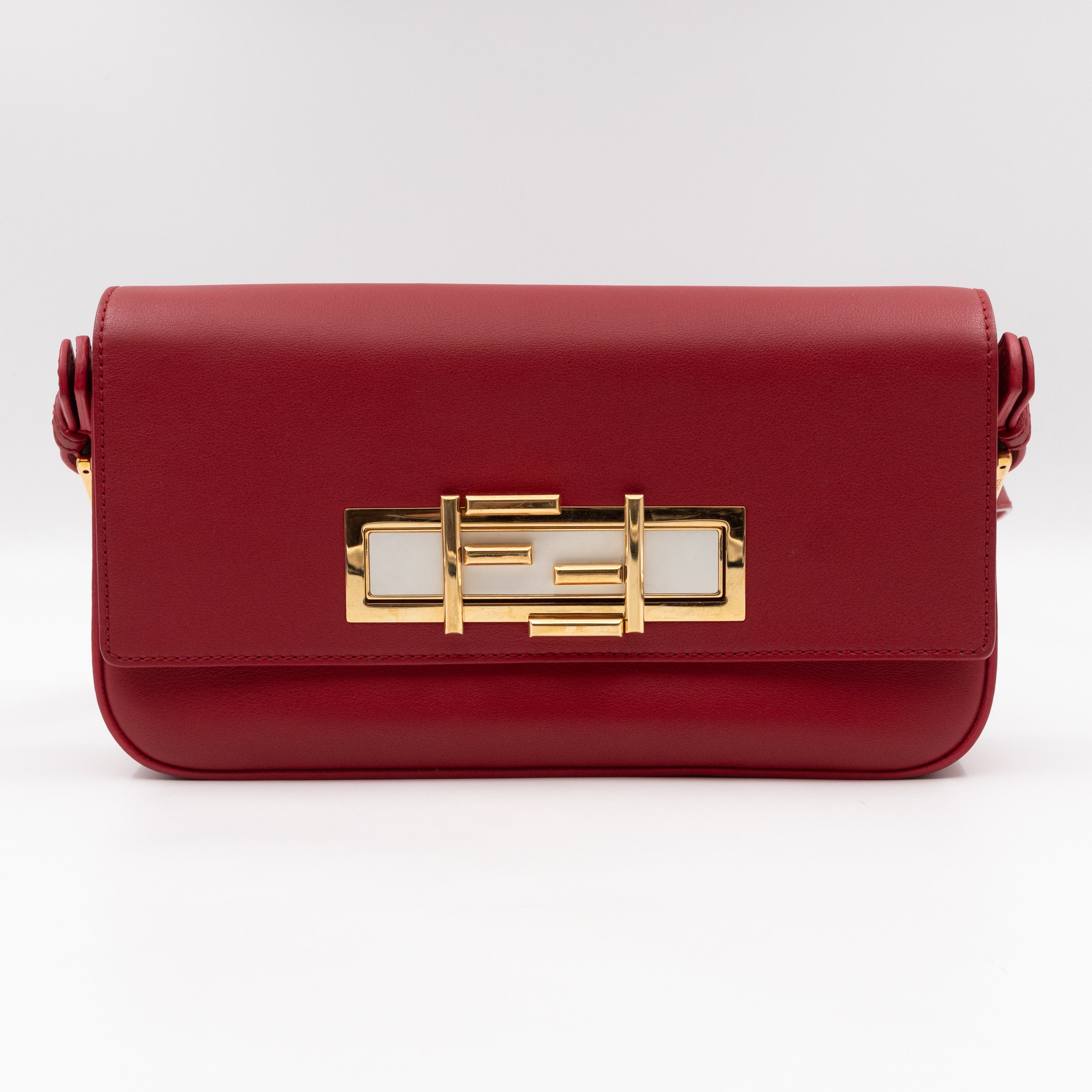 3 Baguette Shoulder Bag Red Leather