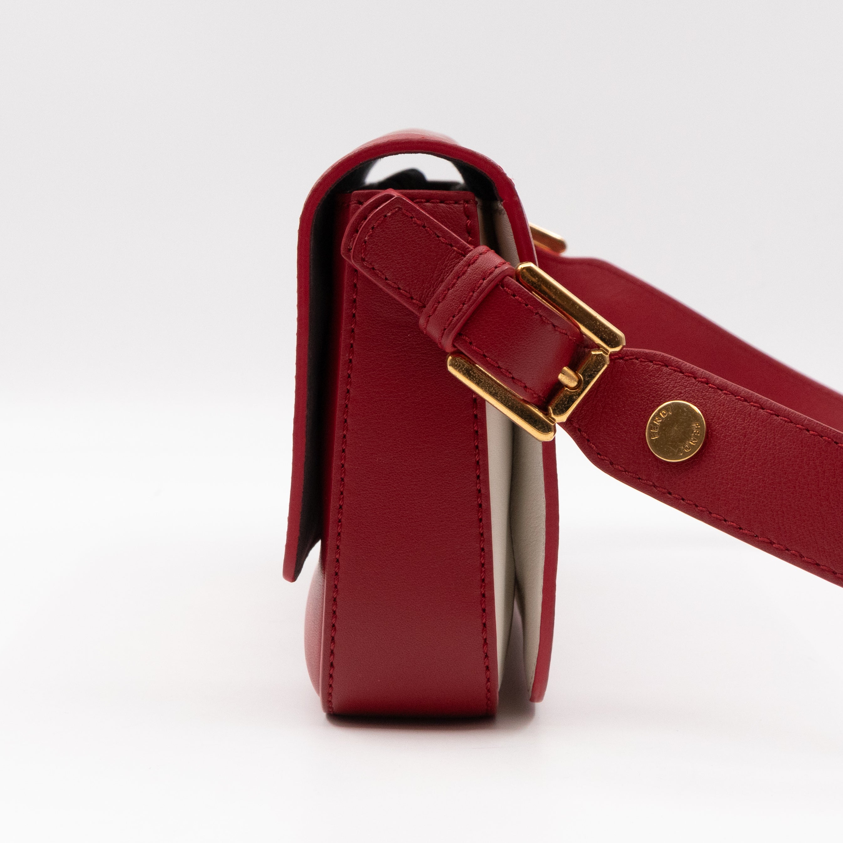 3 Baguette Shoulder Bag Red Leather