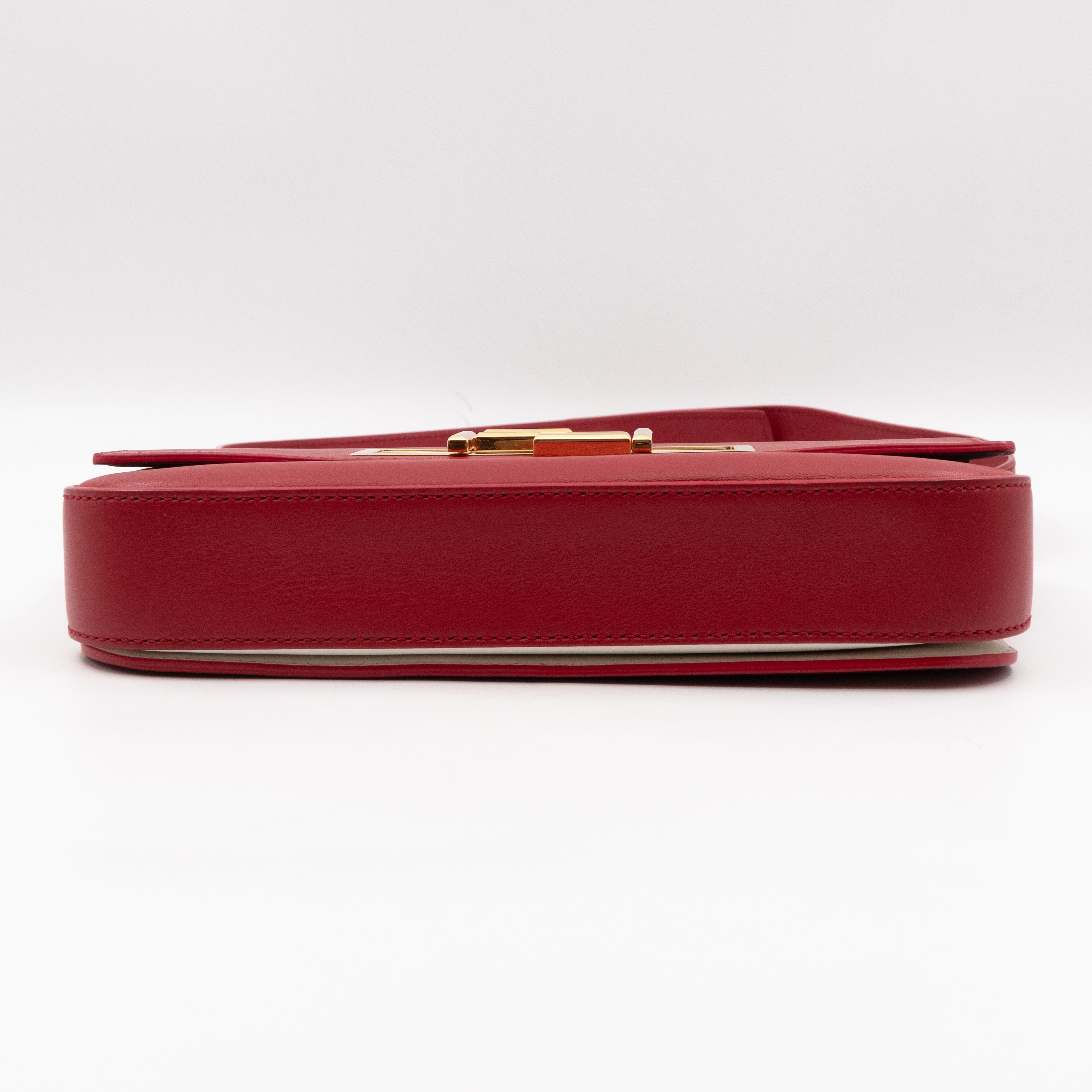 3 Baguette Shoulder Bag Red Leather