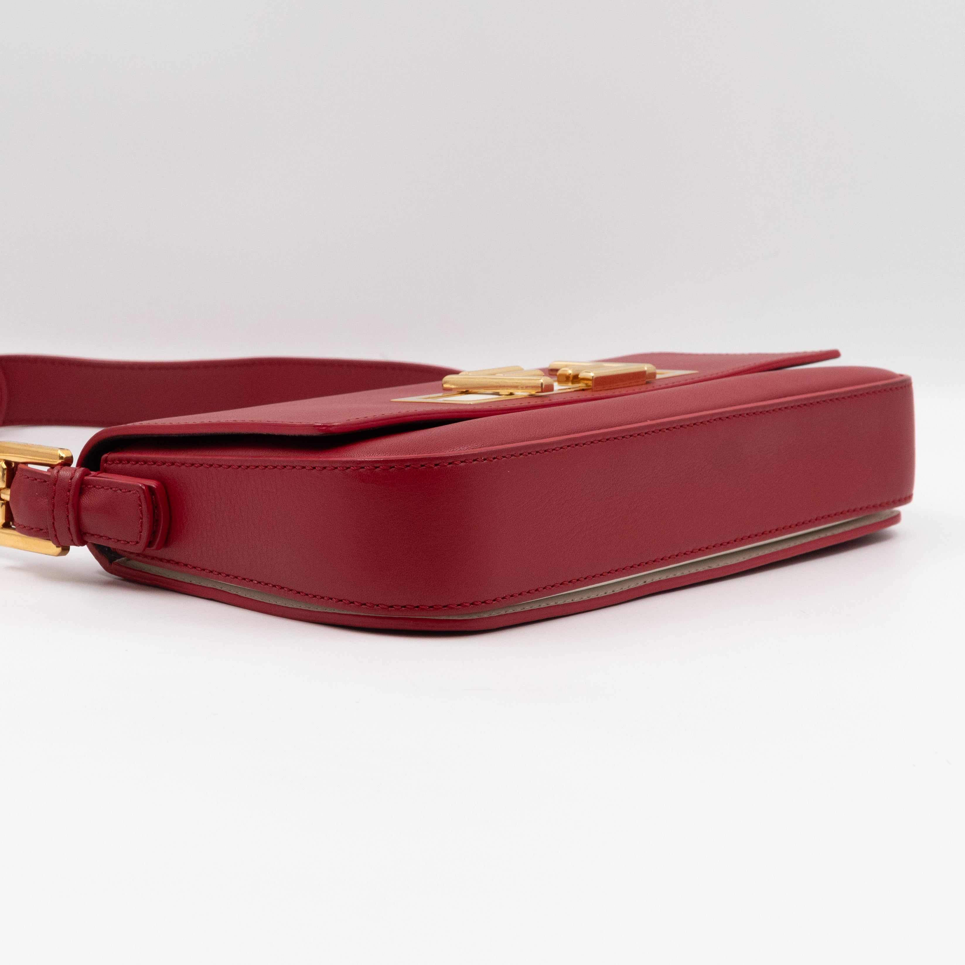 3 Baguette Shoulder Bag Red Leather