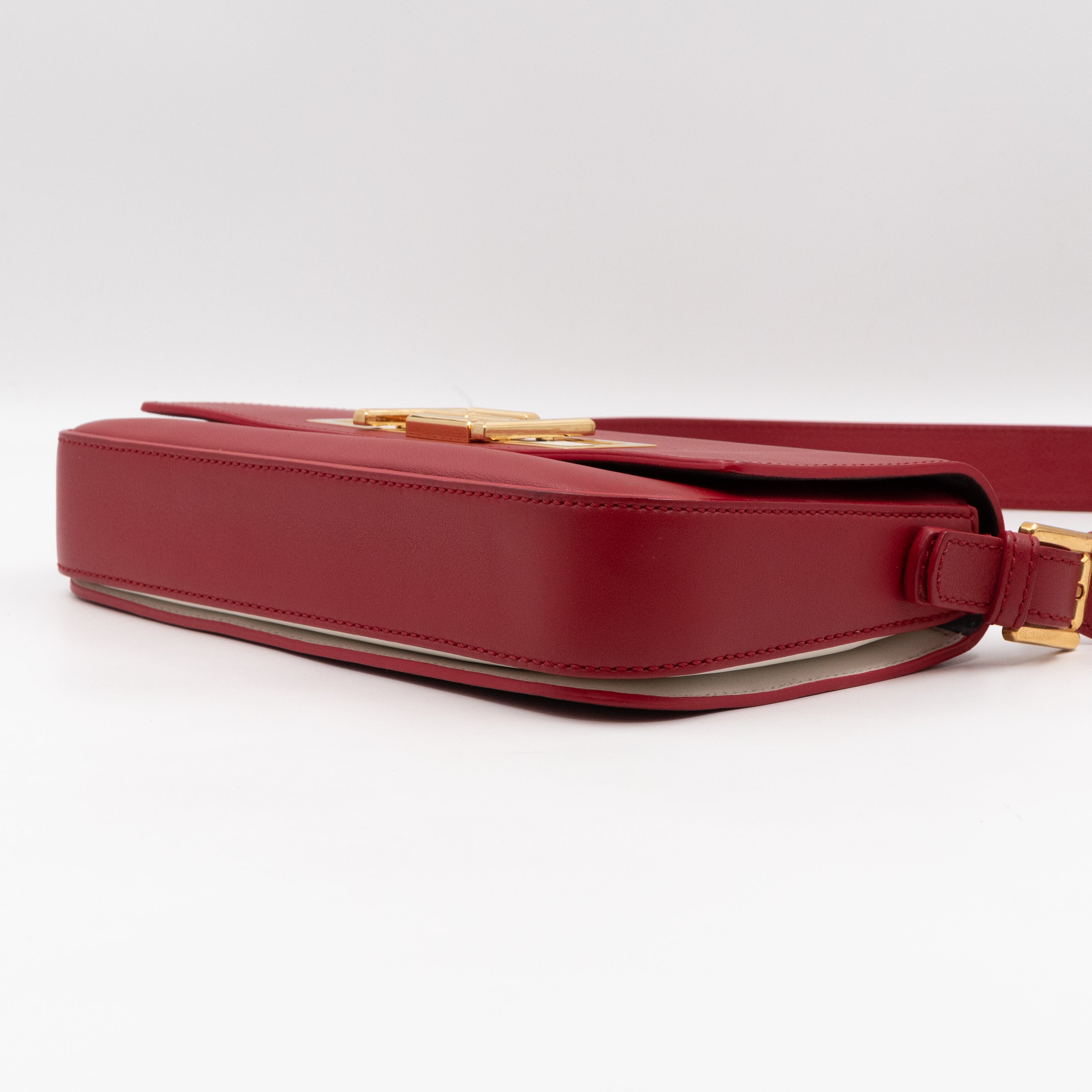 3 Baguette Shoulder Bag Red Leather