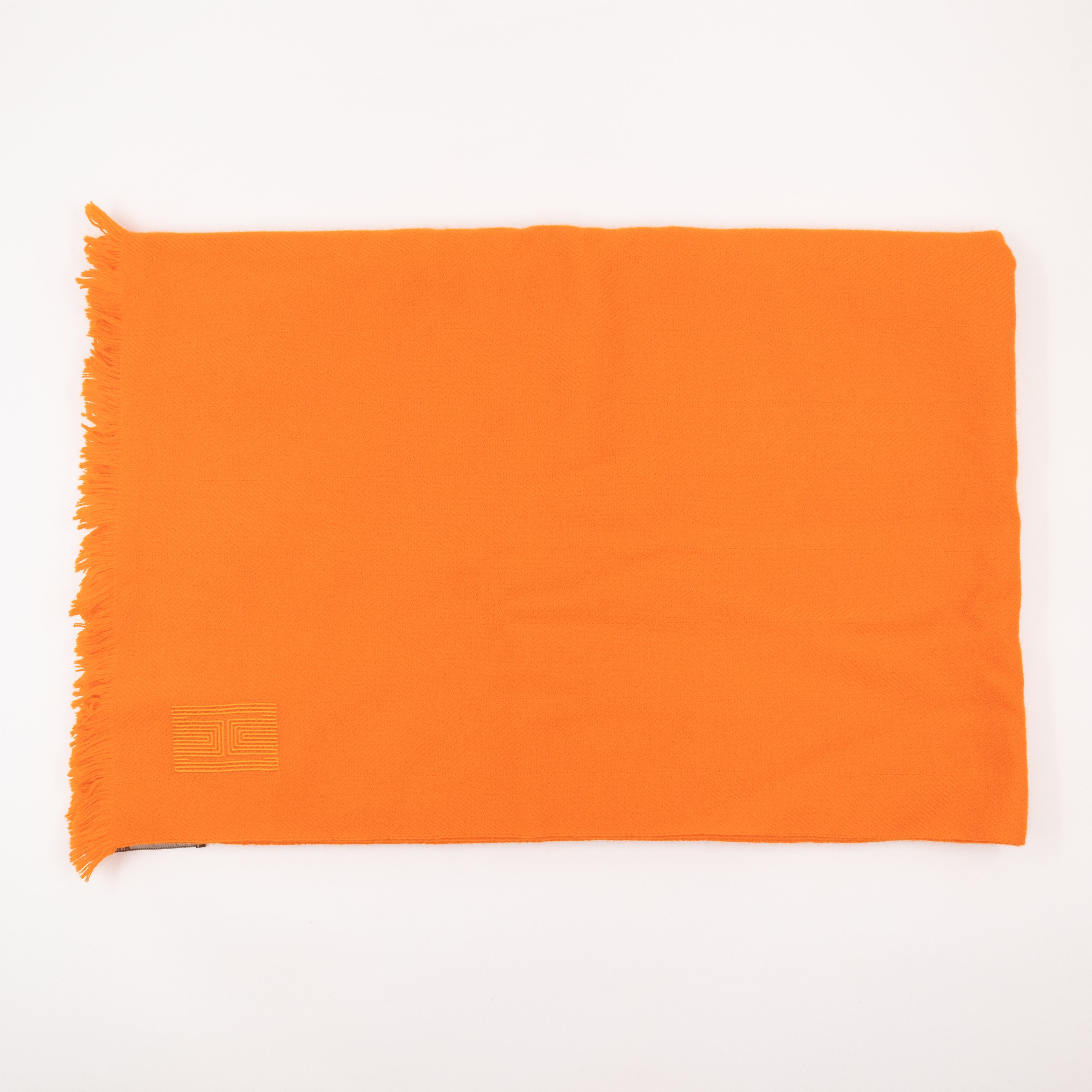 Soft Orange Kumquat Cashmere Fringed Stole