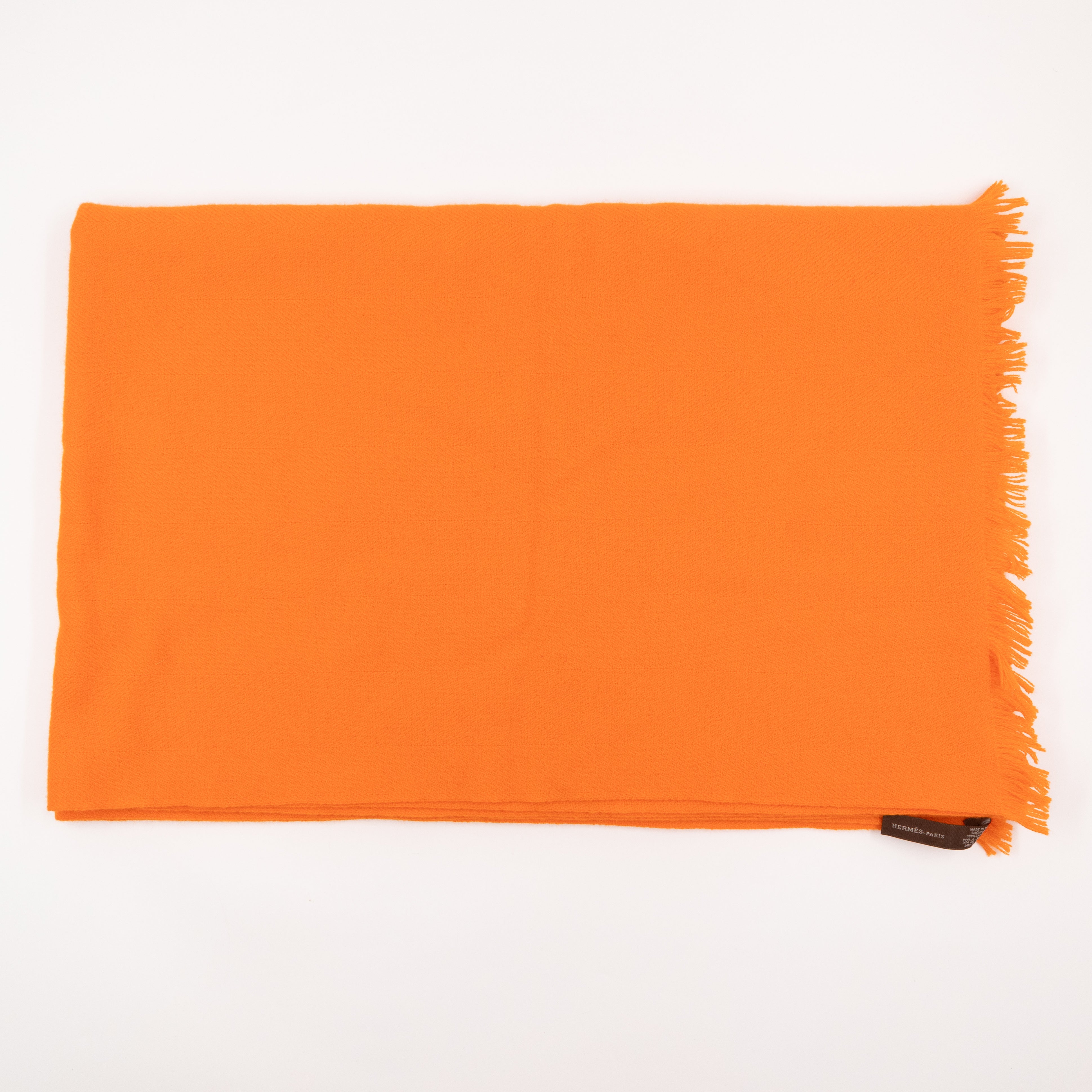 Soft Orange Kumquat Cashmere Fringed Stole