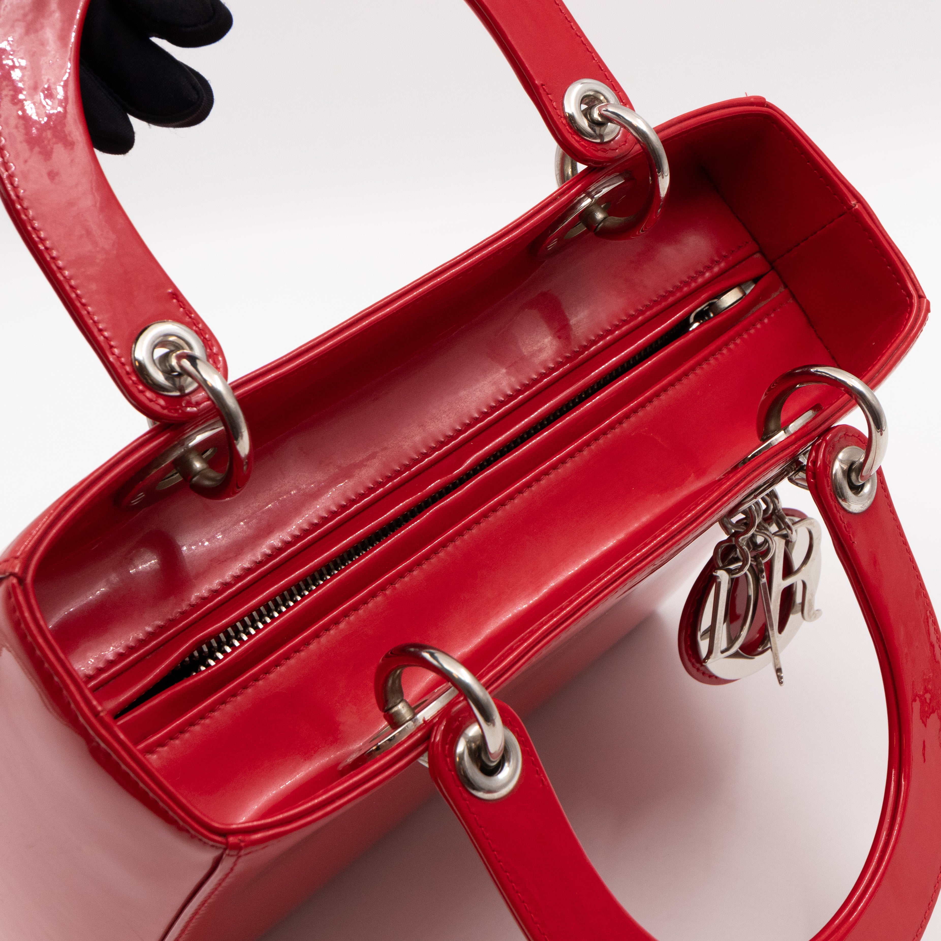 Lady Dior Medium Red Smooth Patent Leather