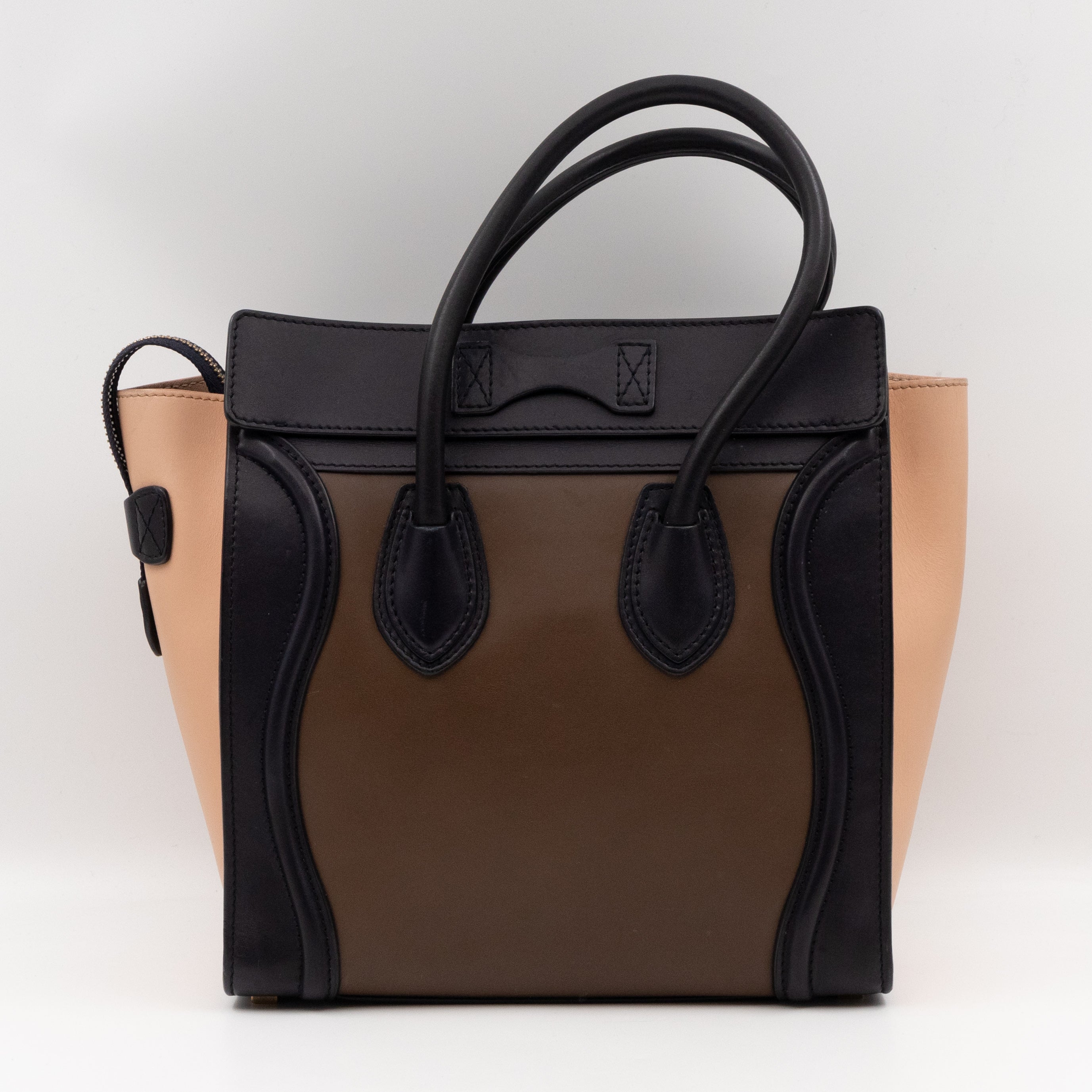 Micro Luggage Beige Brown Black Leather