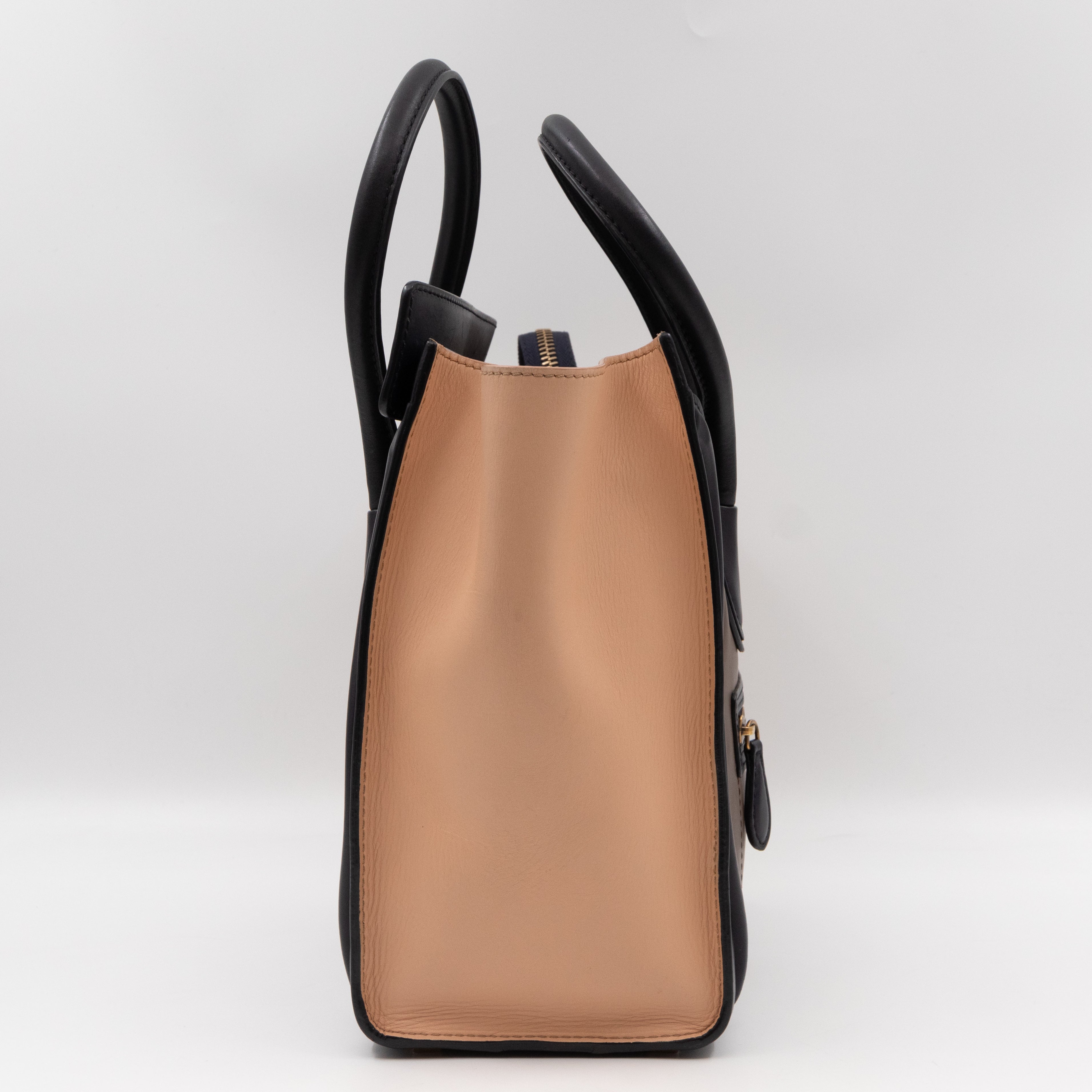 Micro Luggage Beige Brown Black Leather
