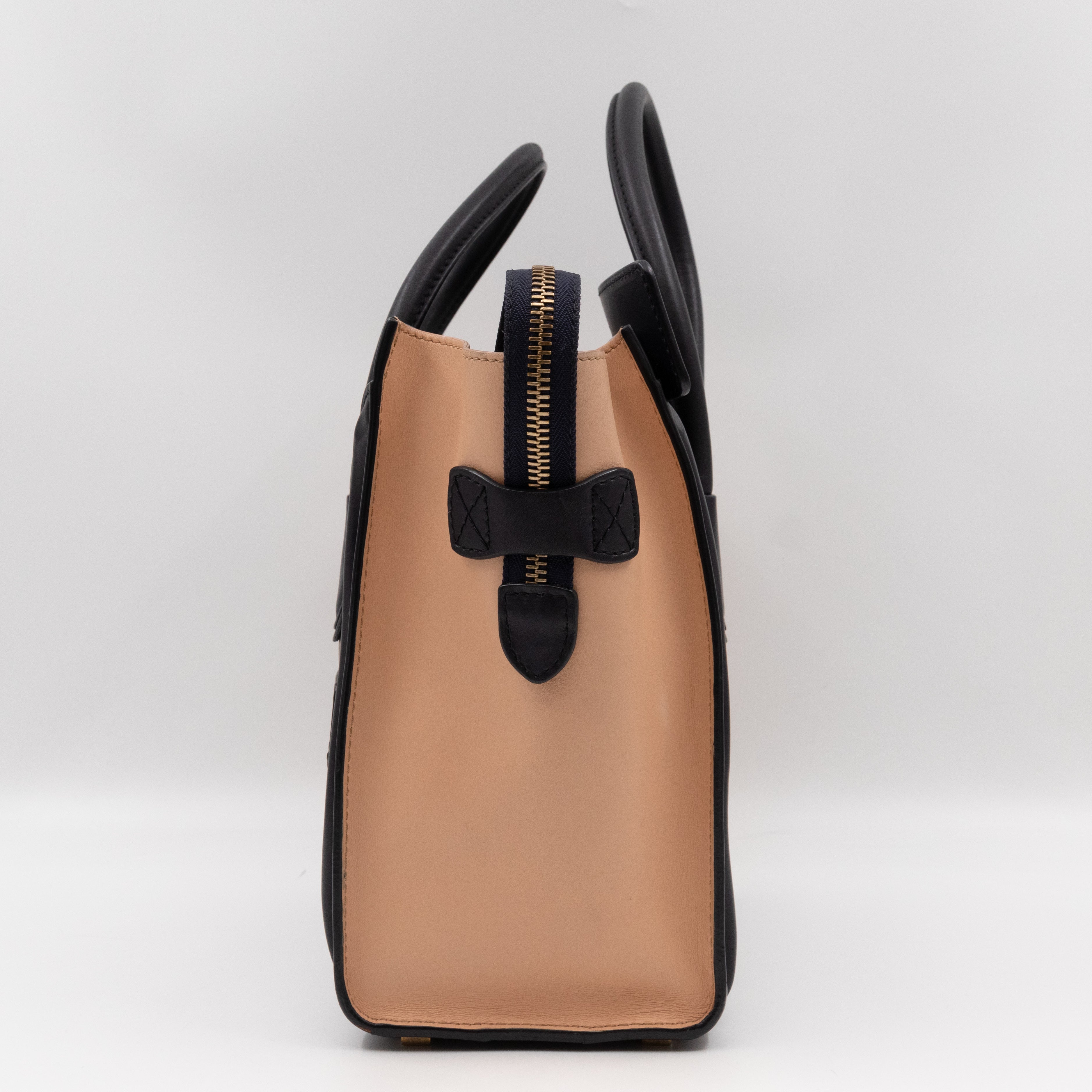 Micro Luggage Beige Brown Black Leather