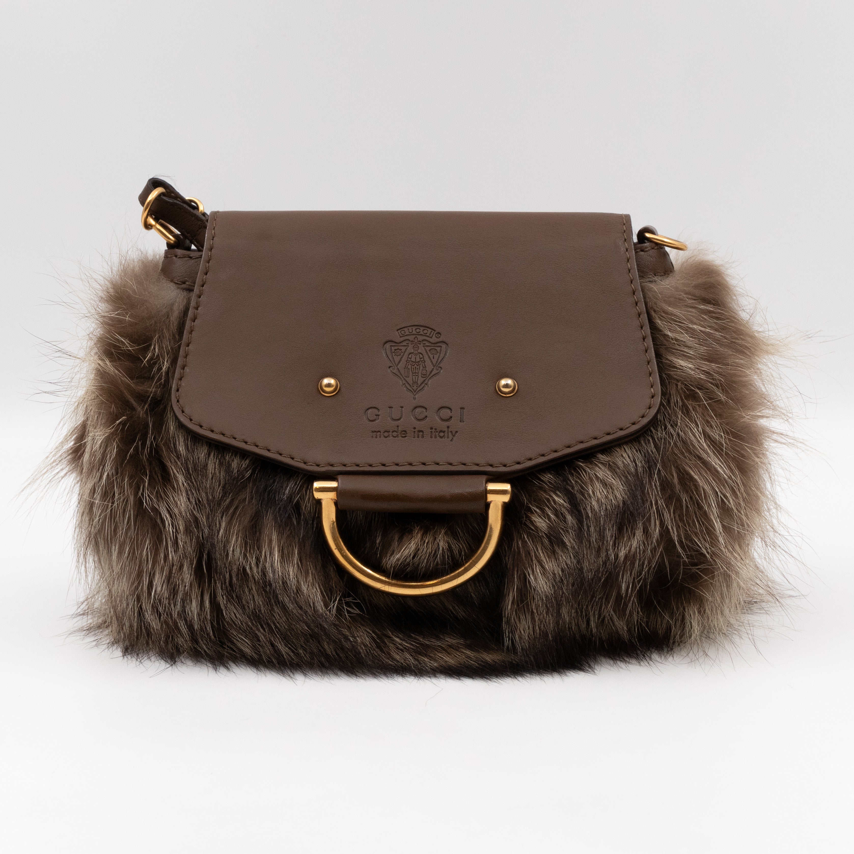 Small Smilla Chain Bag Fur Brown Leather