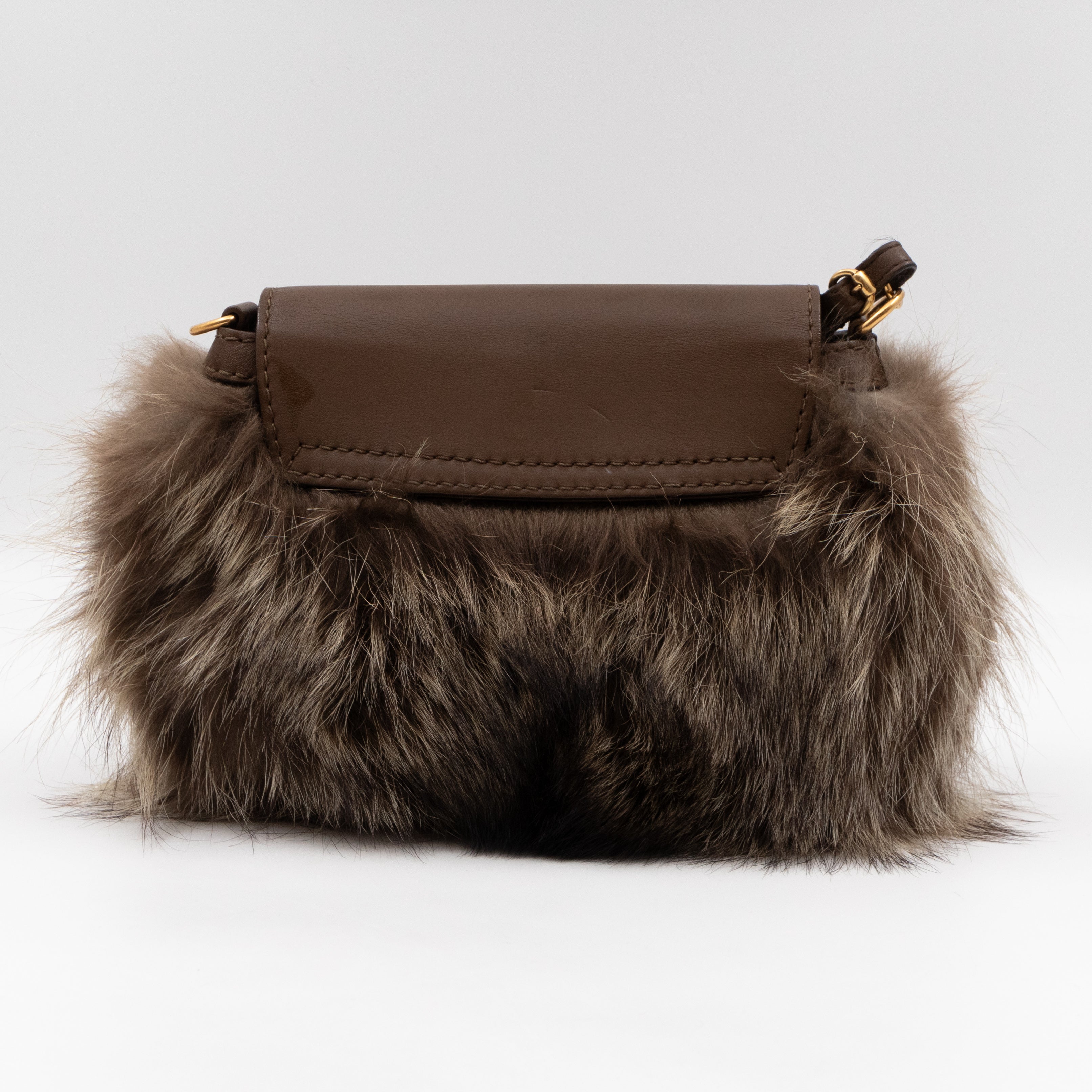 Small Smilla Chain Bag Fur Brown Leather
