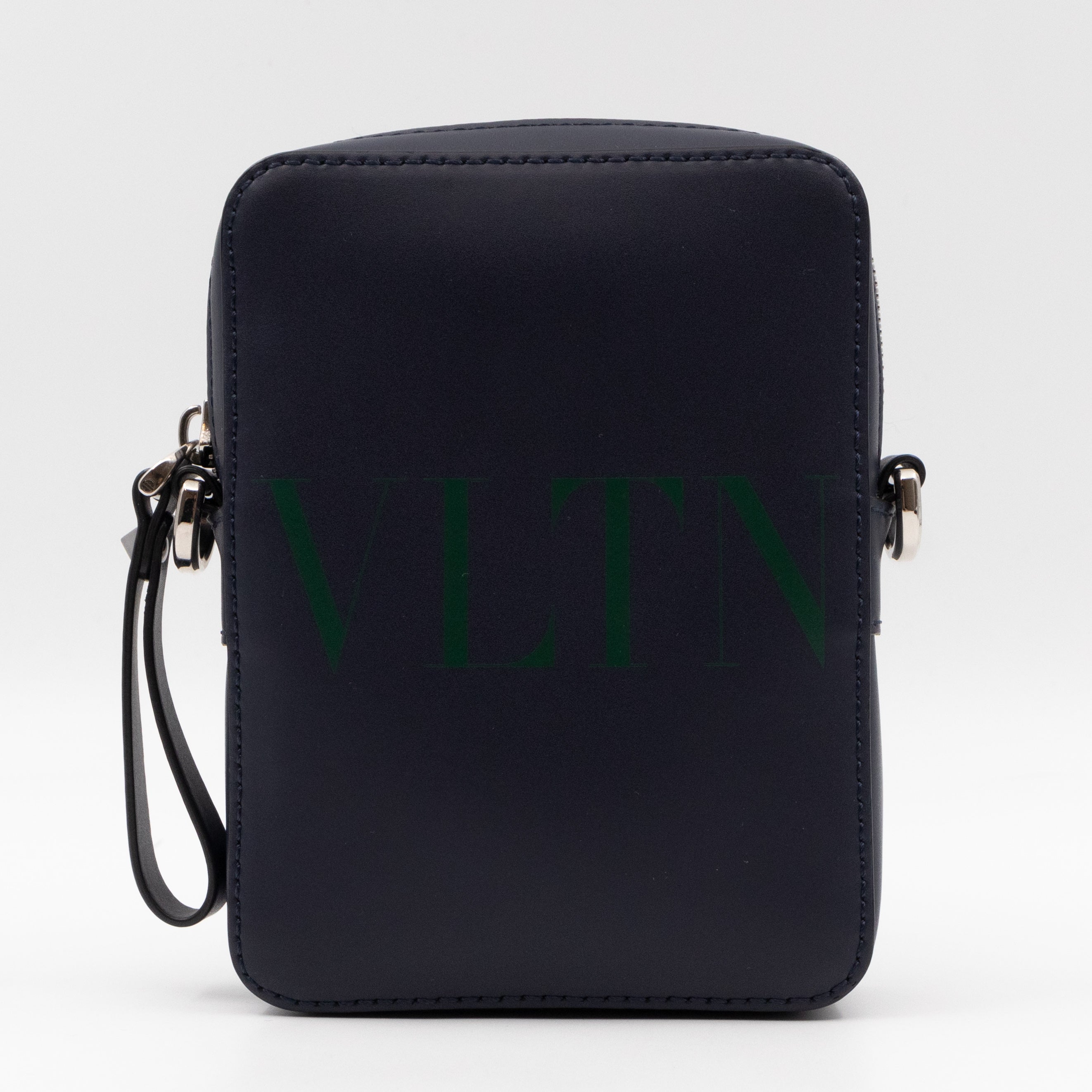 VLTN Logo Small Crossbody Blue Leather