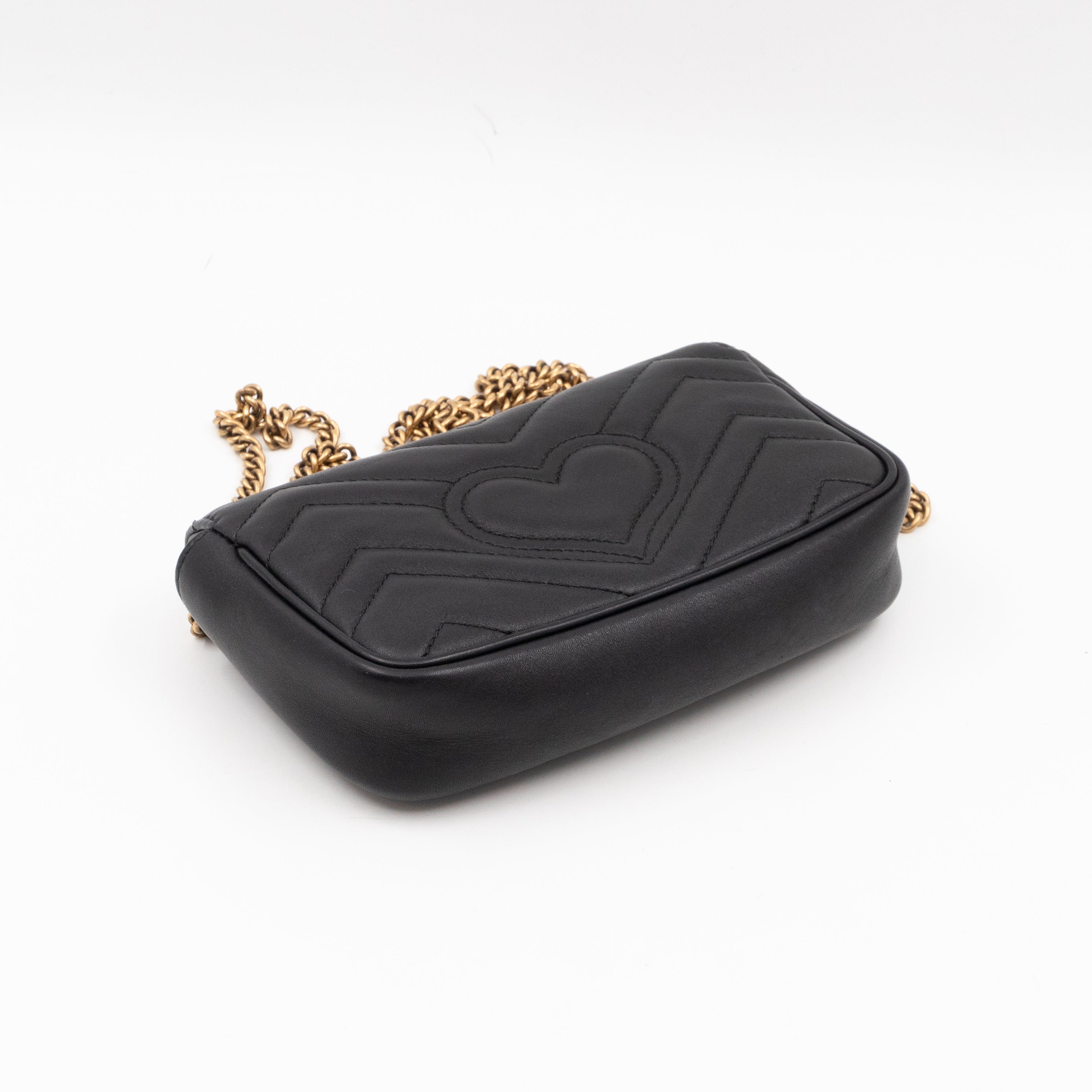 GG Marmont Flap Matelassé Super Mini Black Leather