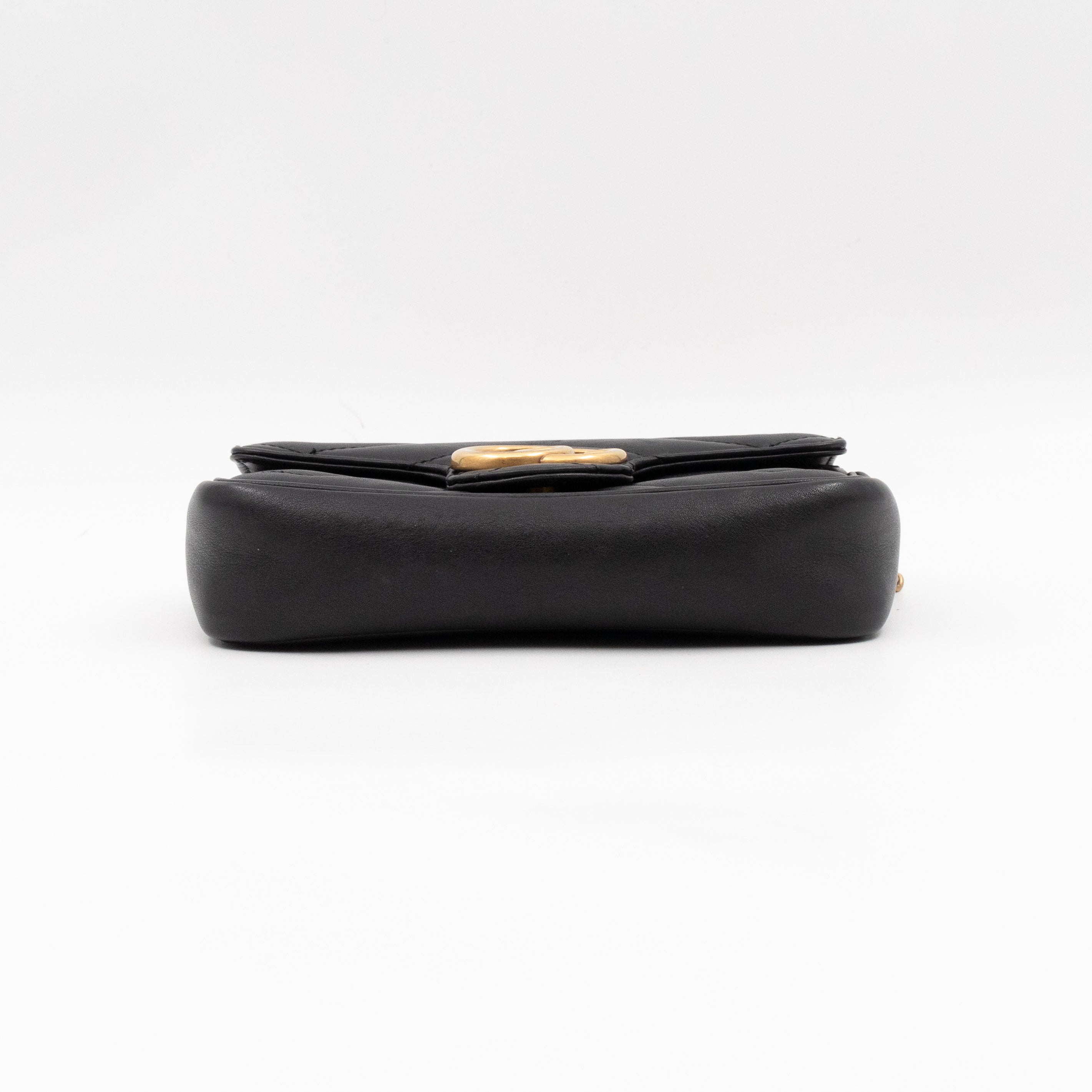 GG Marmont Flap Matelassé Super Mini Black Leather