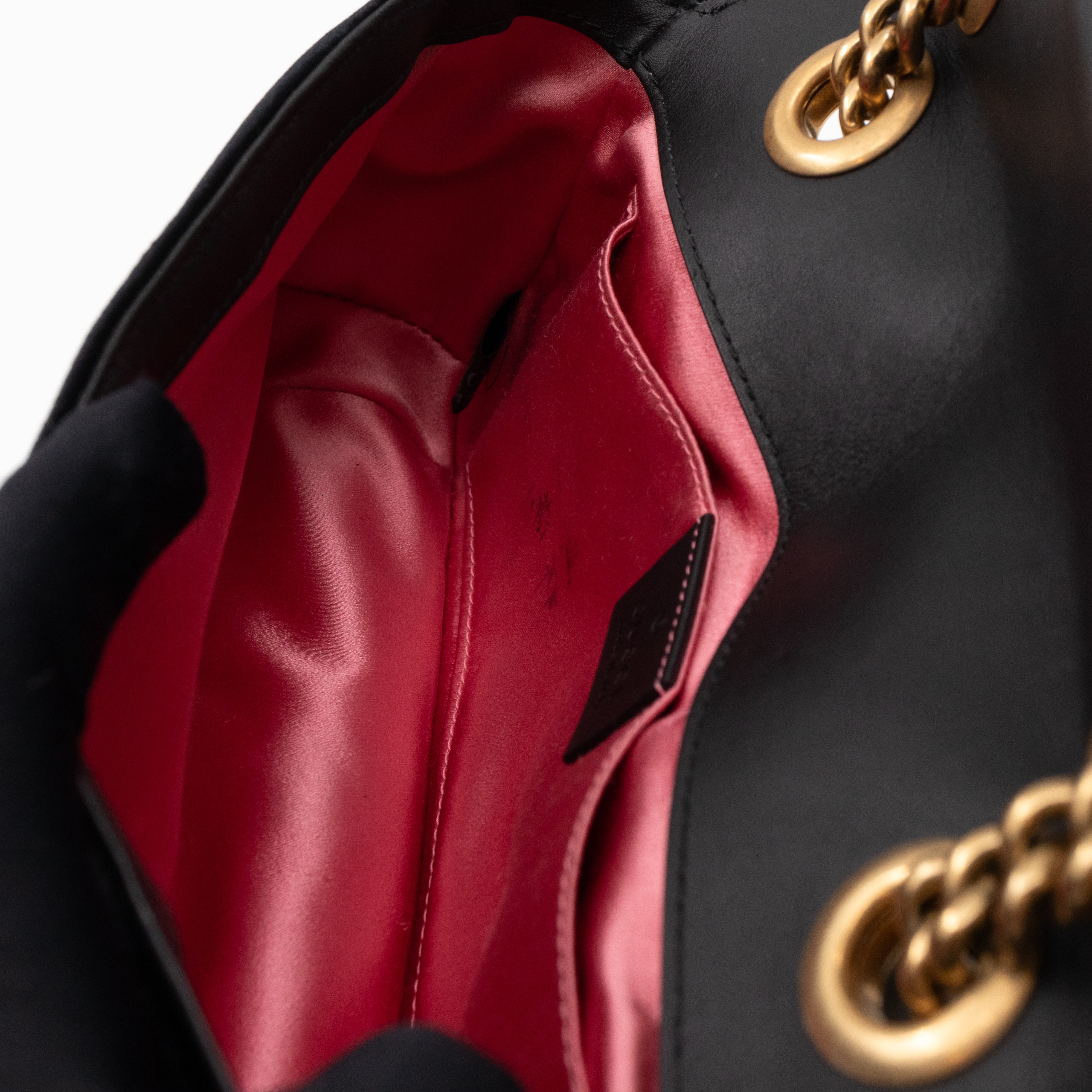 GG Marmont Flap Mini Black Velvet Aged Gold