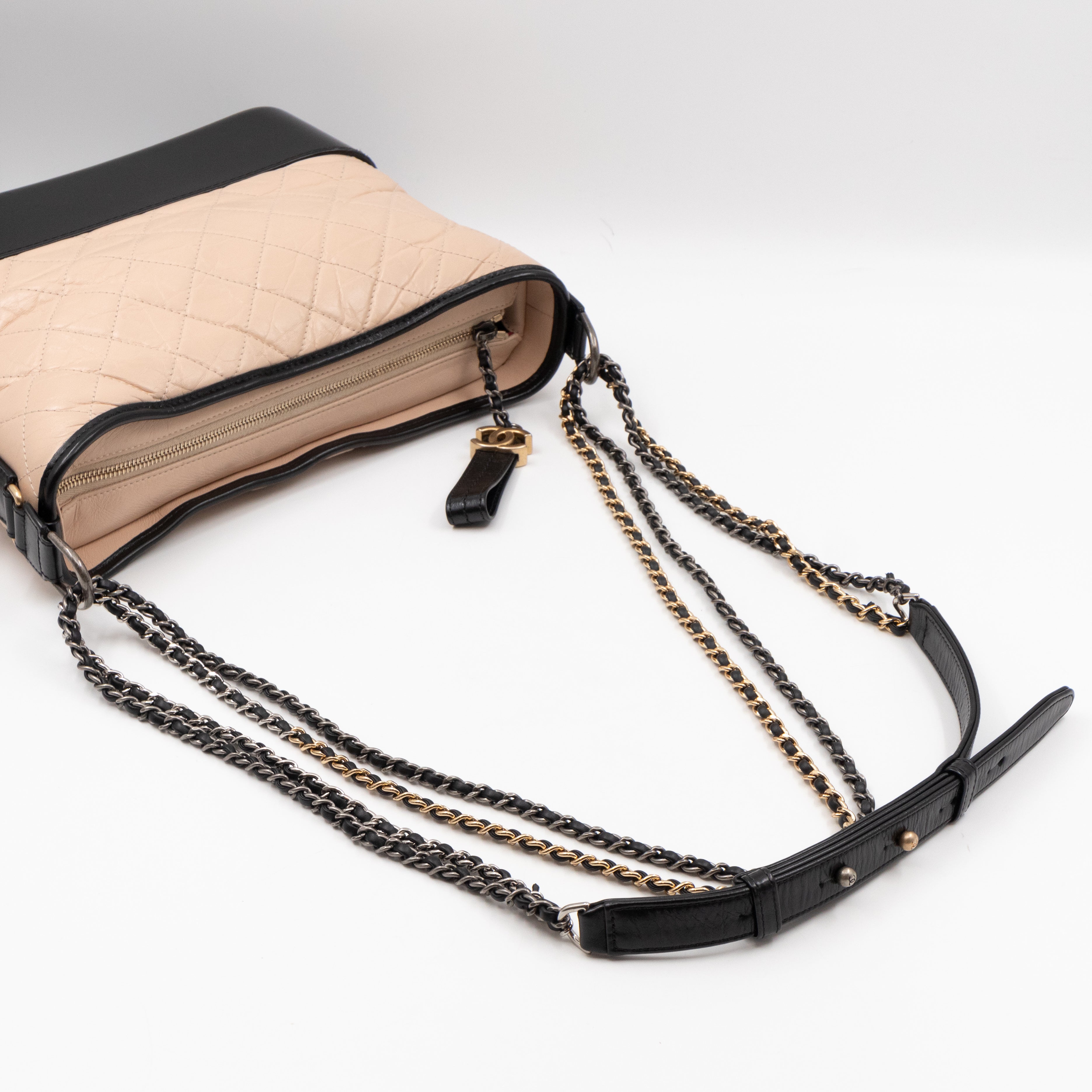 Gabrielle Hobo Large Beige Calfskin Leather