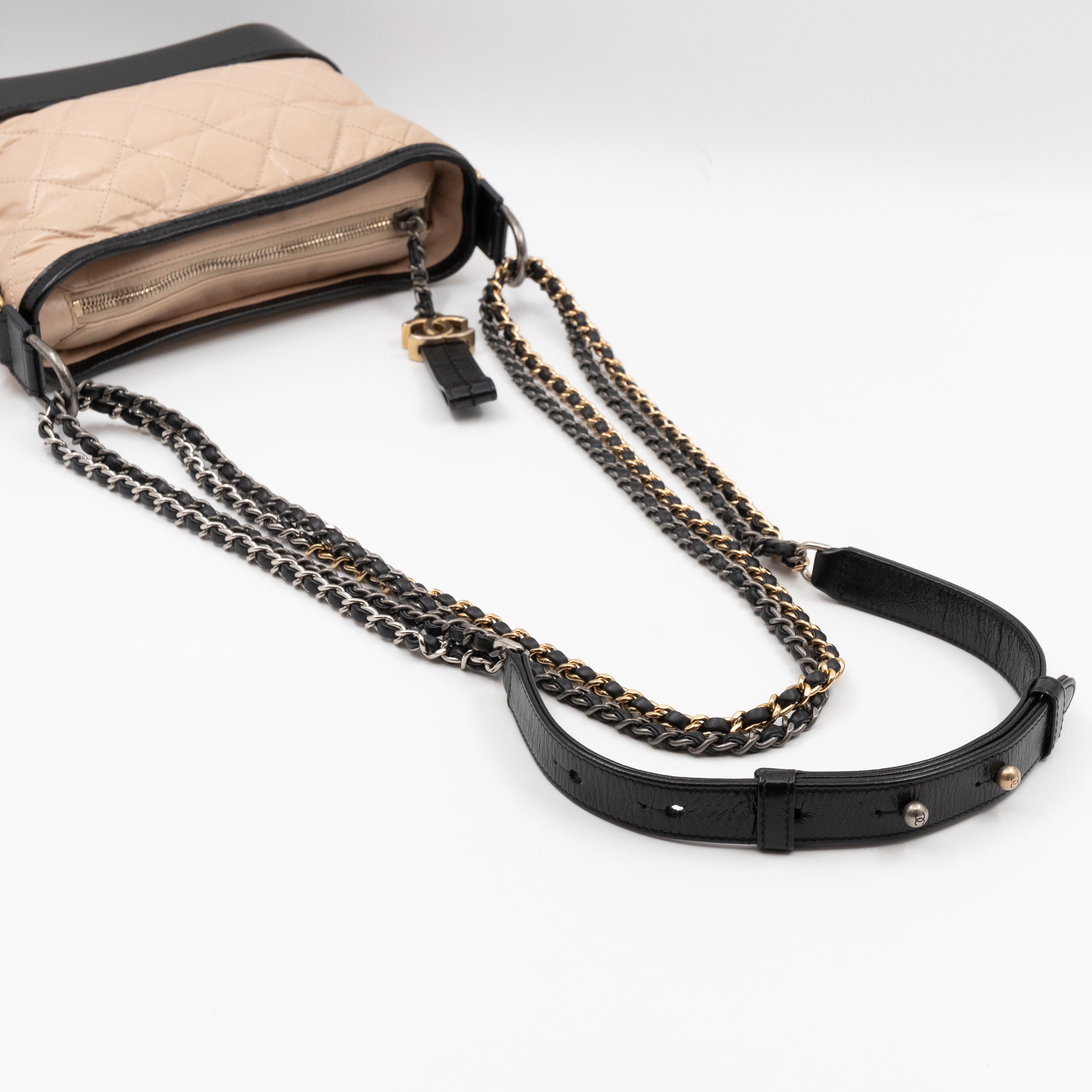 Gabrielle Hobo Small Beige Calf Leather