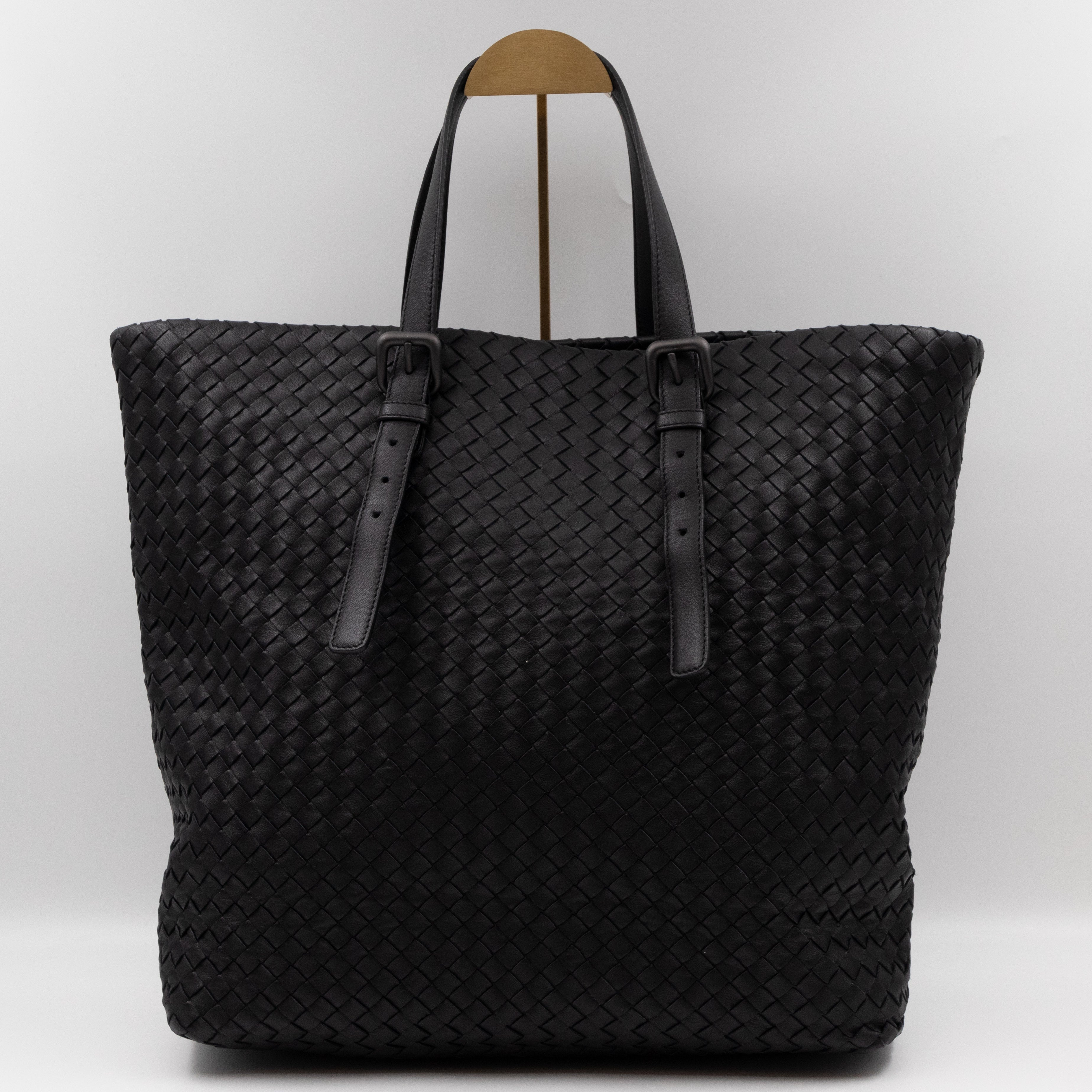 Vertical Tote Small Intrecciato Black Leather