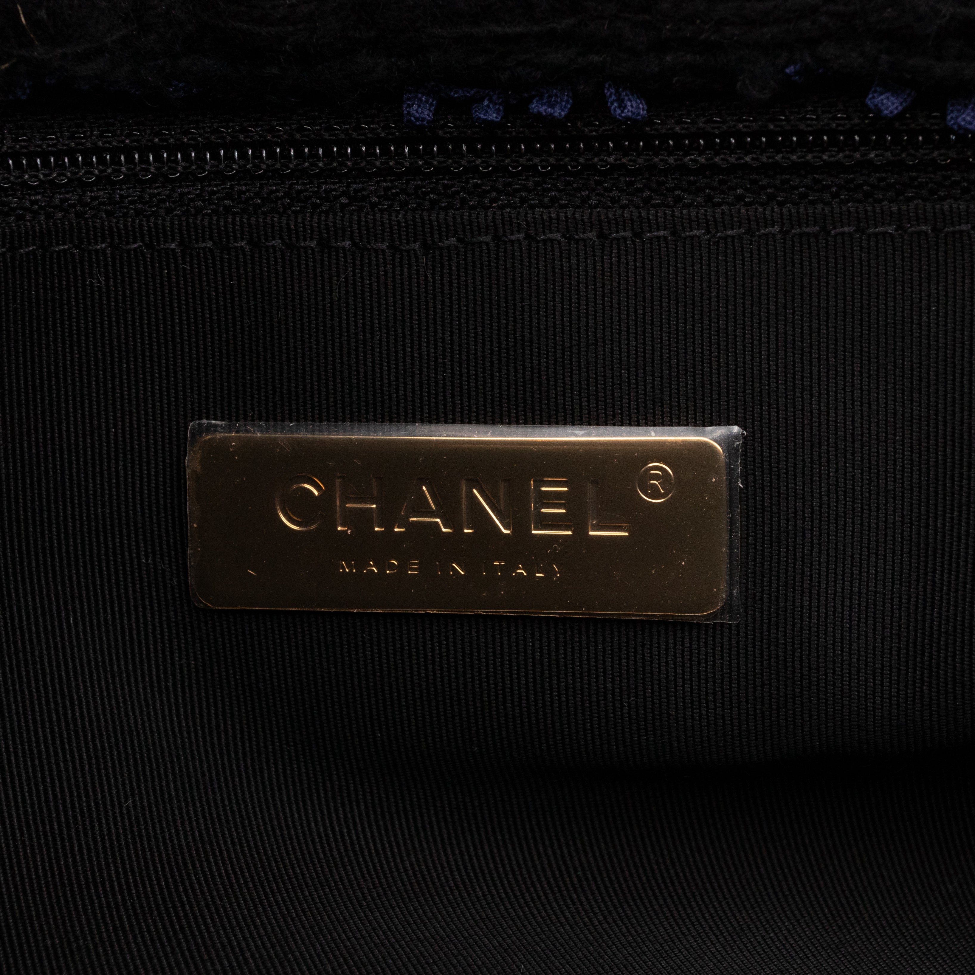 Chanel 19 Maxi Black Navy Tweed