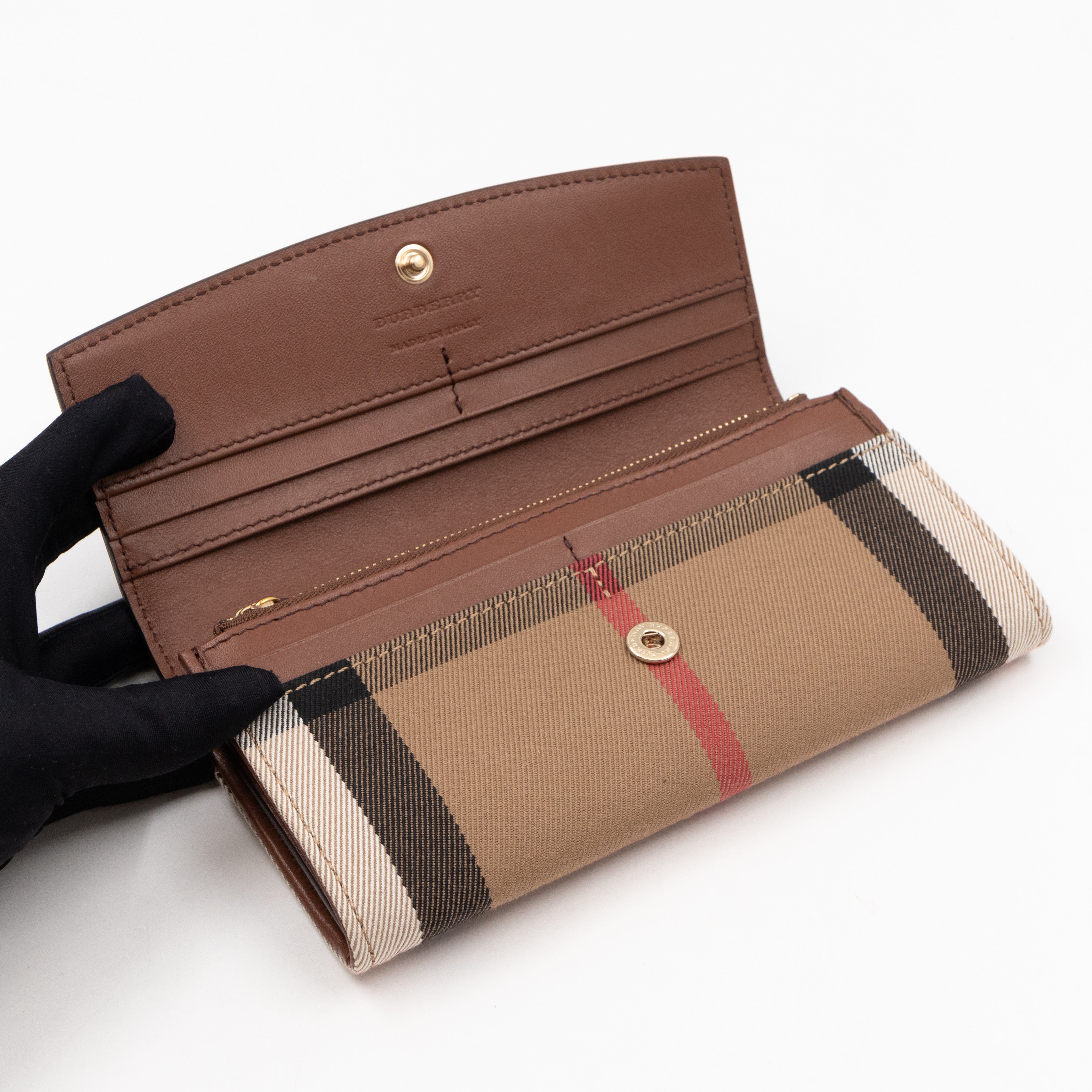 Continental Wallet House Check & Tan Leather