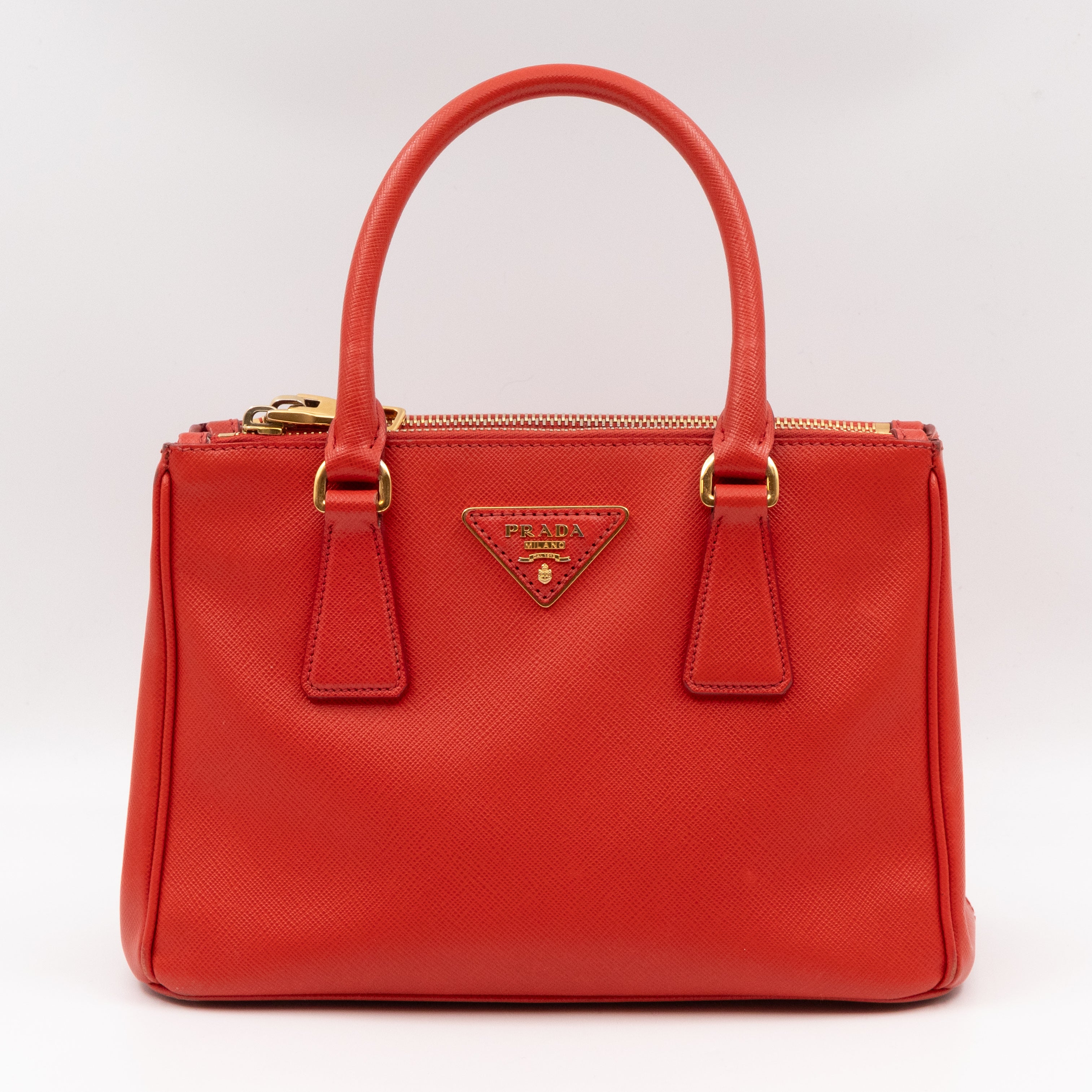 Galleria Small Double Zip Fiery Red Saffiano