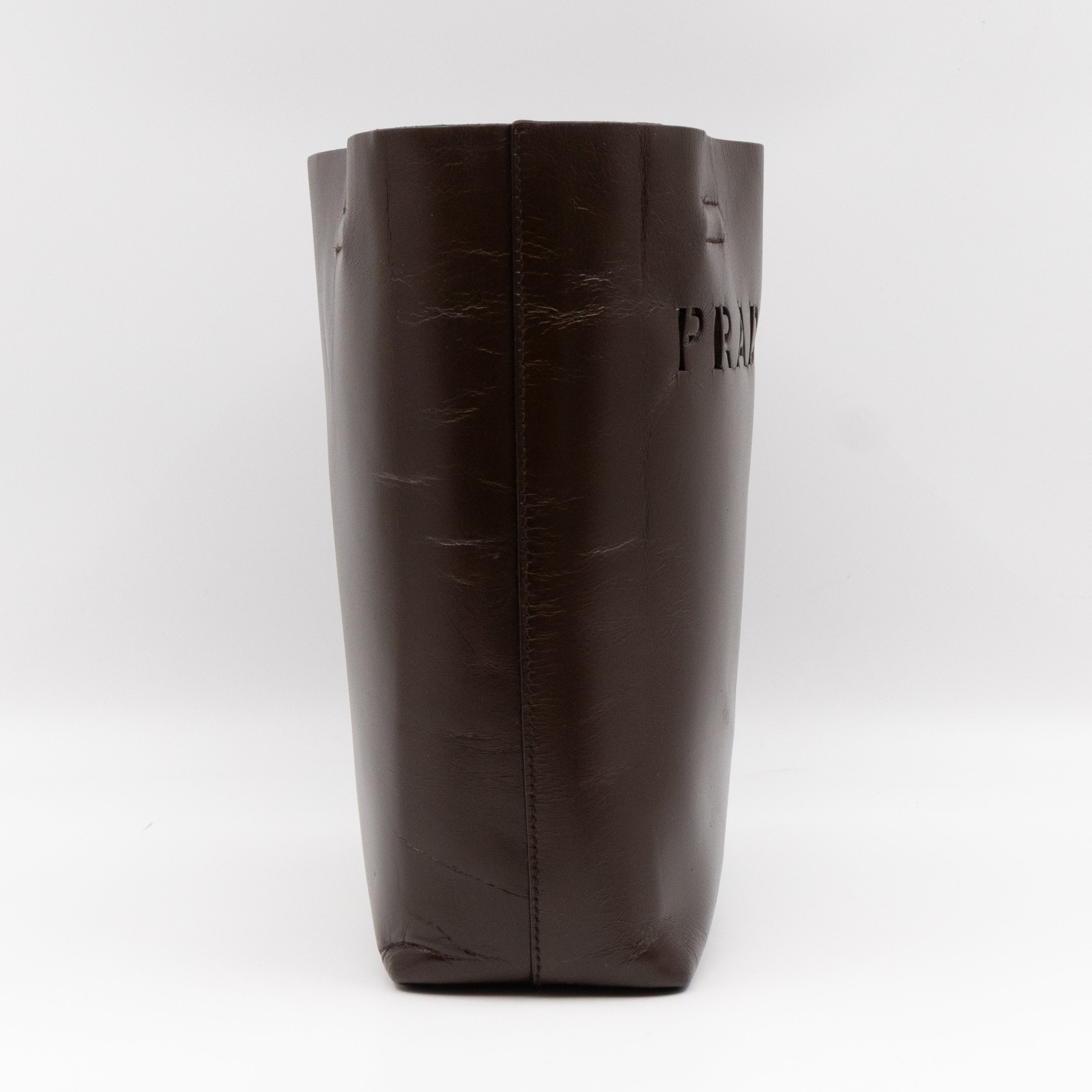 Logo Tote with Pouch Brown Vitello Leather