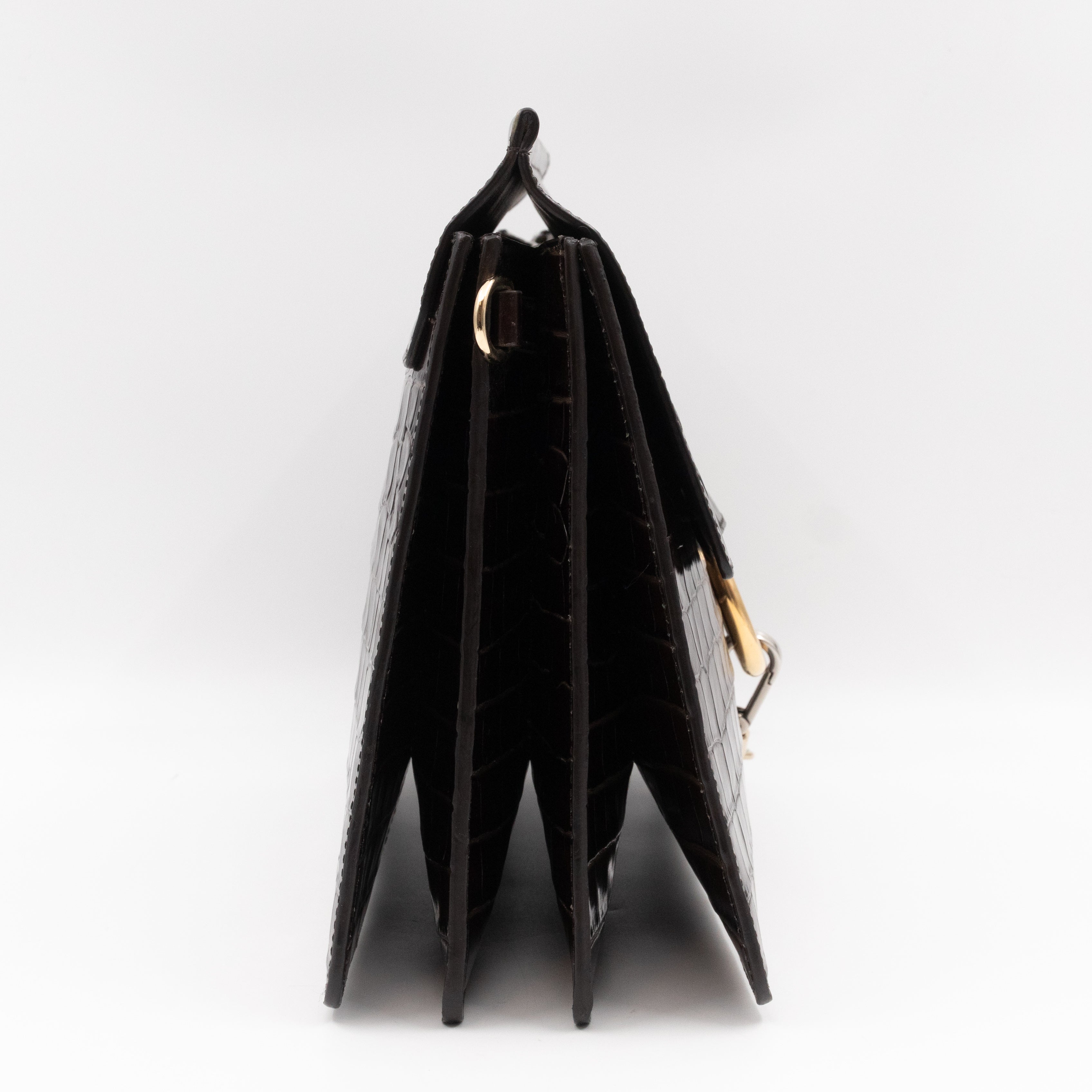 Faye Crossbody Croc Embossed Brown Leather