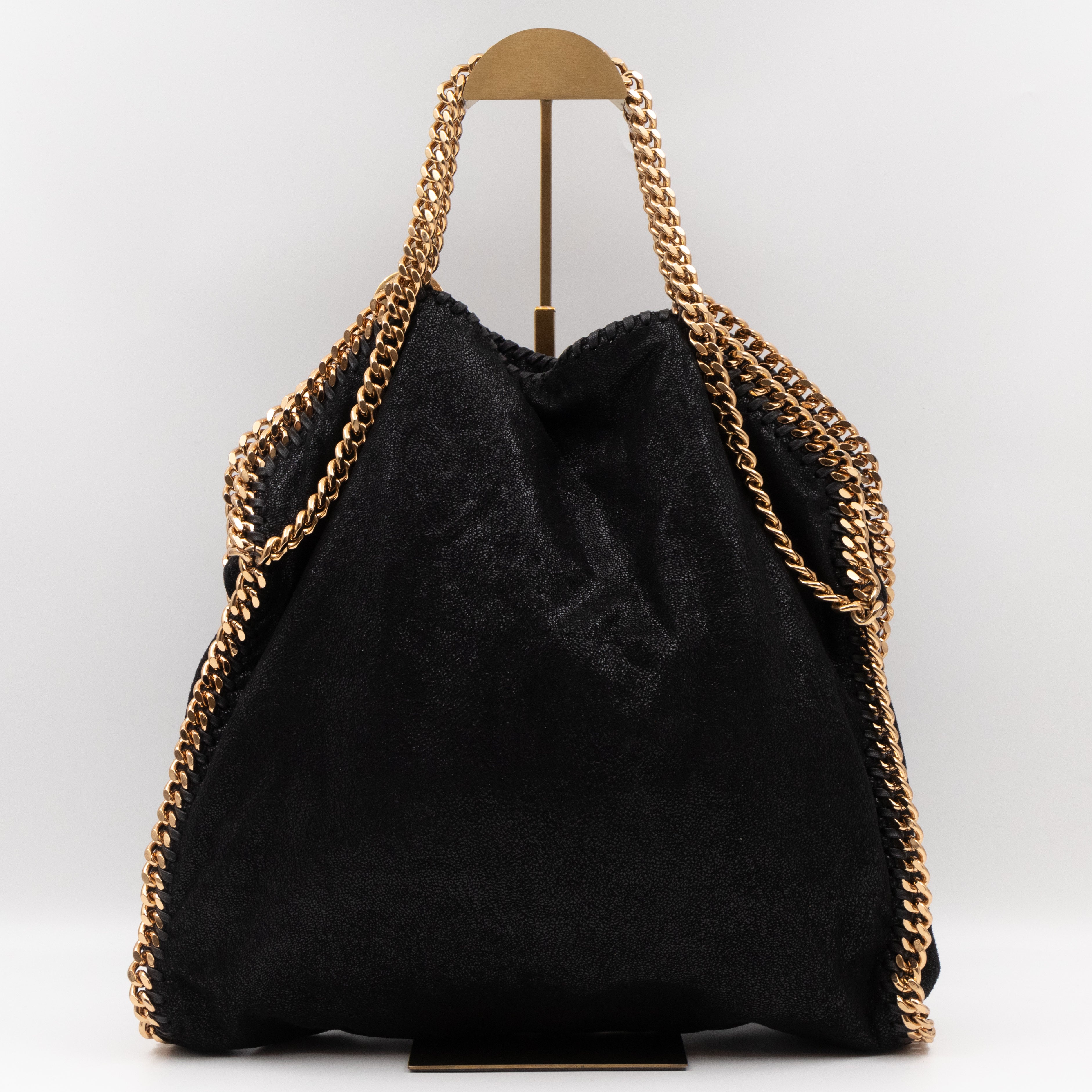 Falabella Fold Over Tote Black Gold