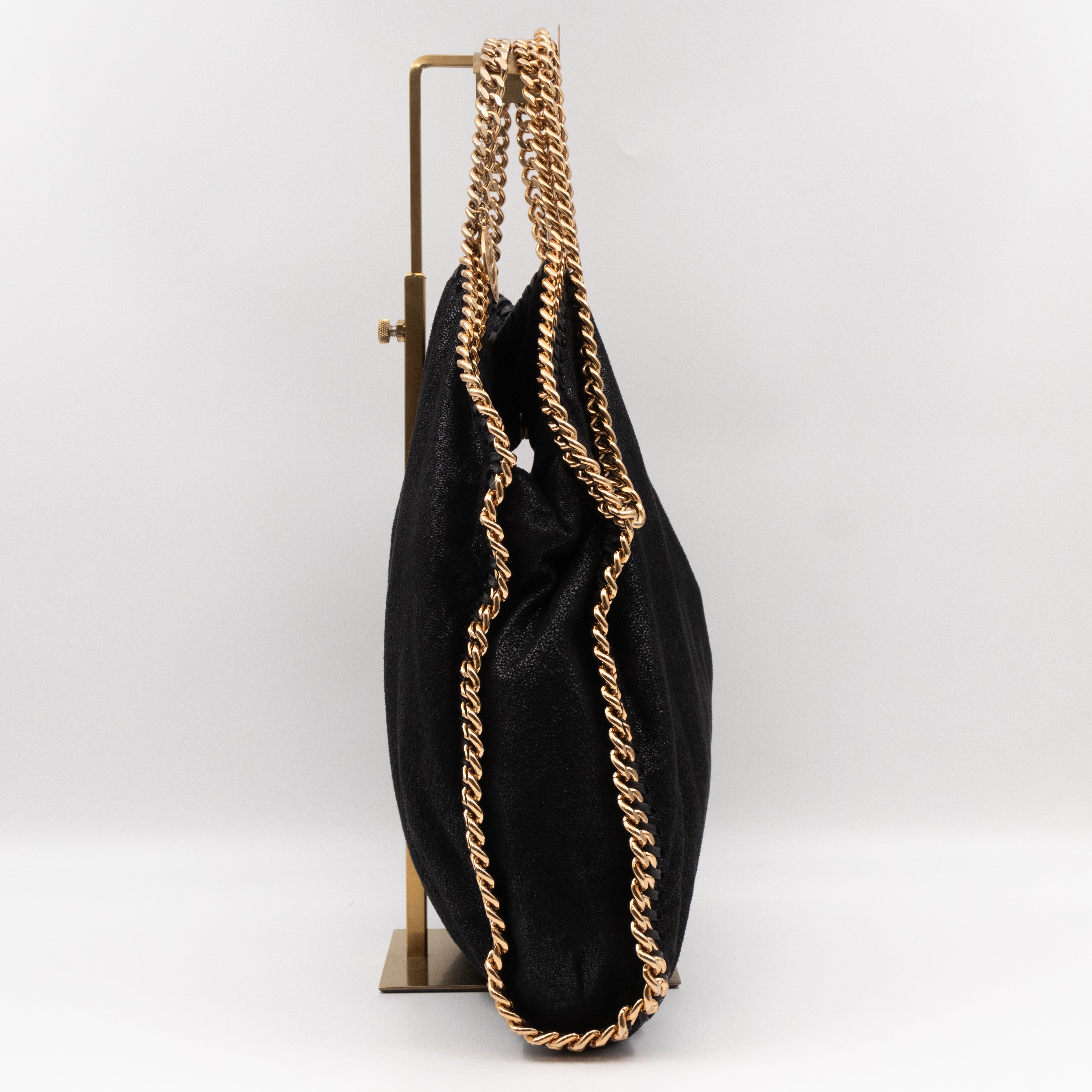 Falabella Fold Over Tote Black Gold
