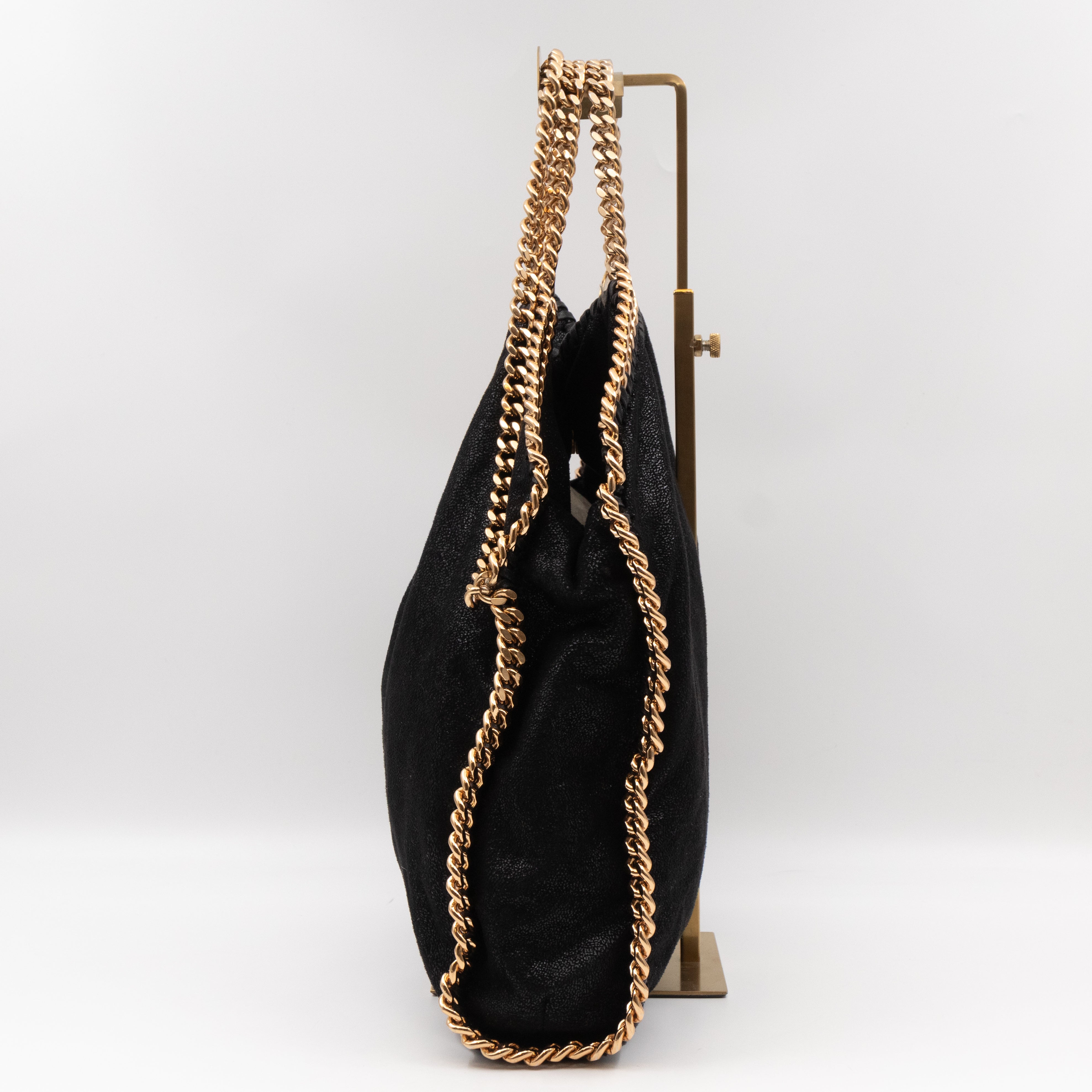 Falabella Fold Over Tote Black Gold