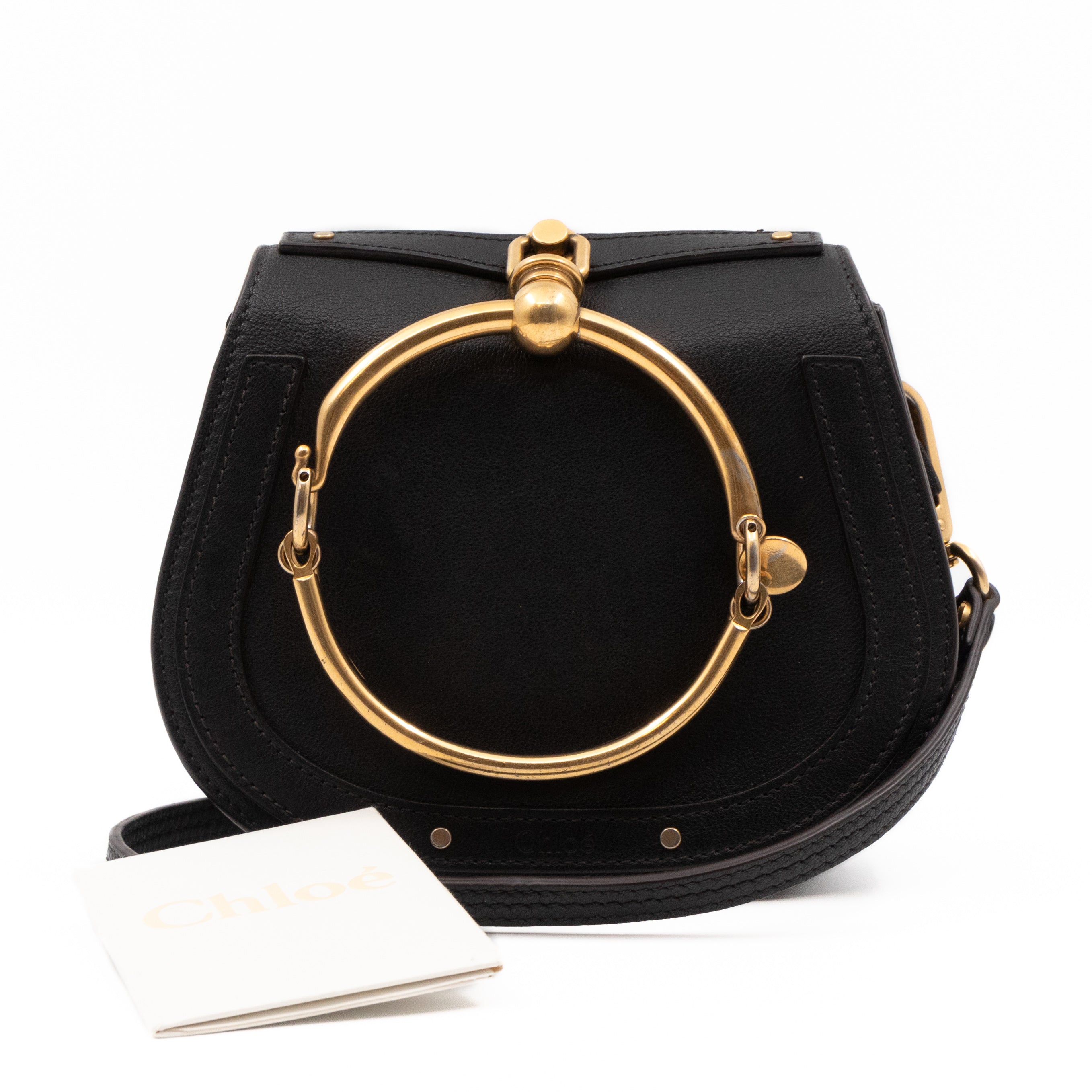 Small Nile Bracelet Bag Black Leather