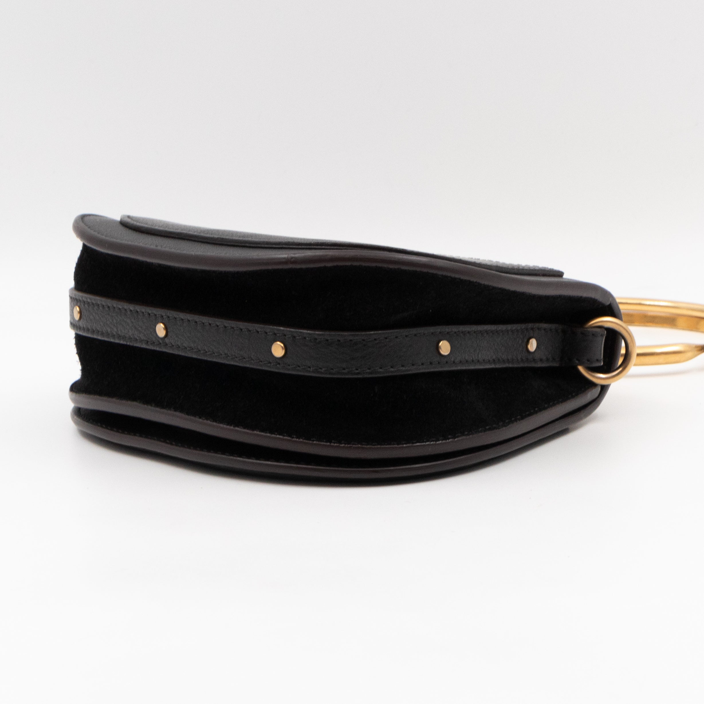 Small Nile Bracelet Bag Black Leather