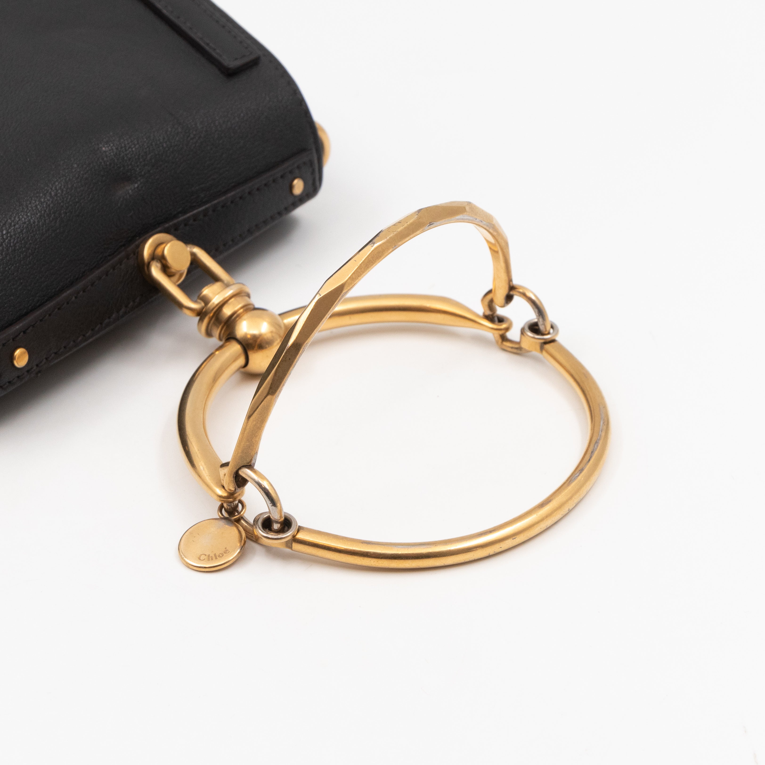 Small Nile Bracelet Bag Black Leather