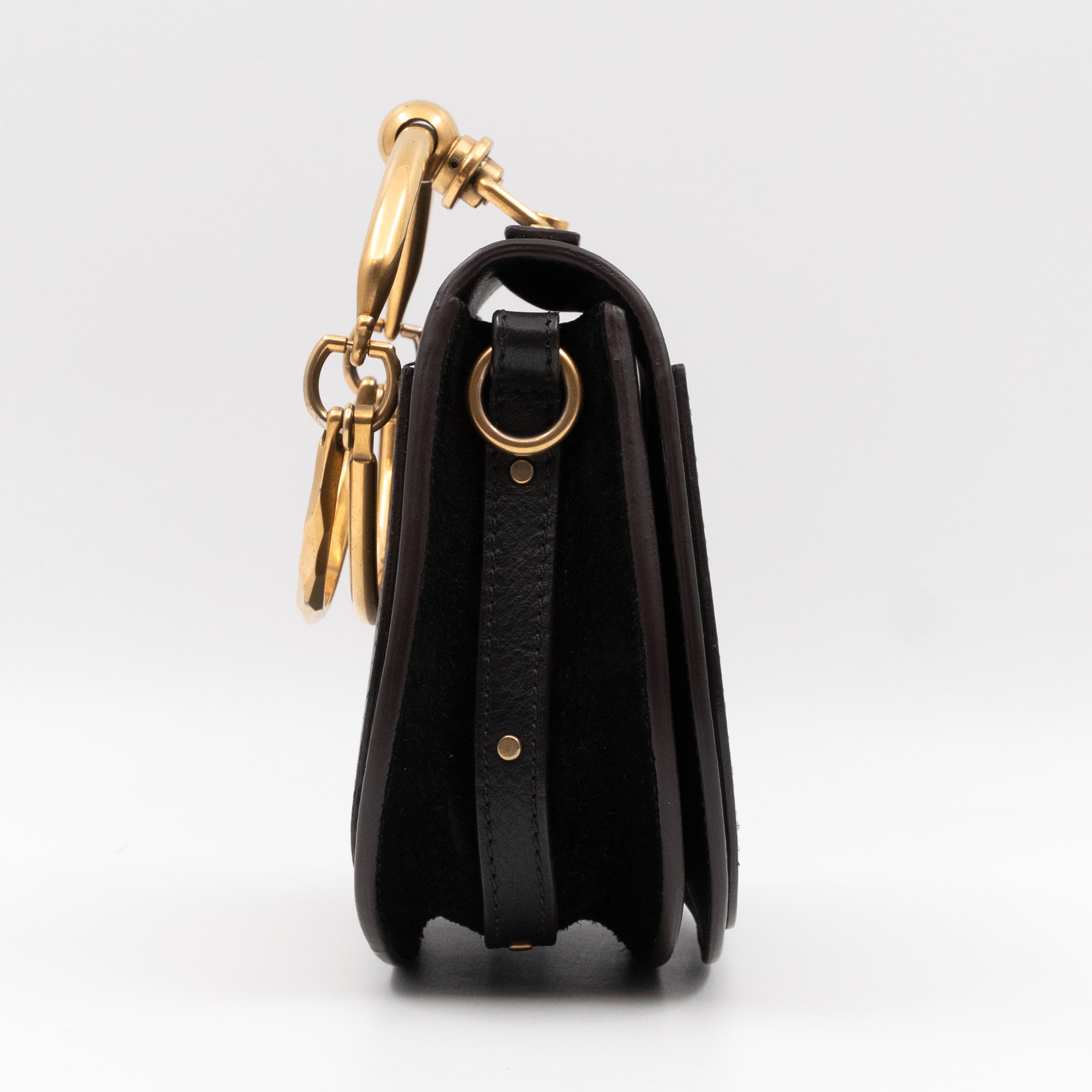 Small Nile Bracelet Bag Black Leather